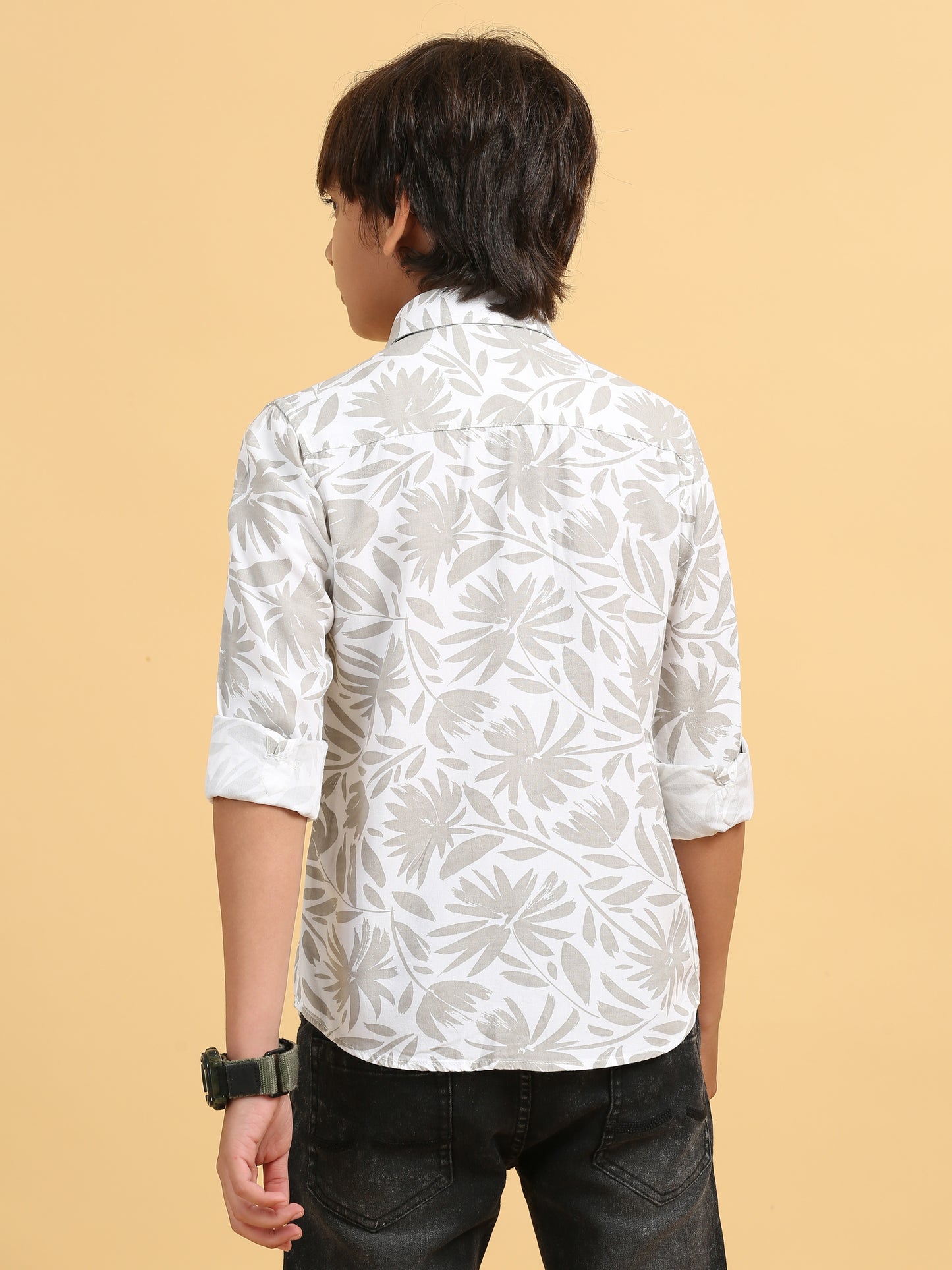 Ash Brown Rayon Printed Shirt