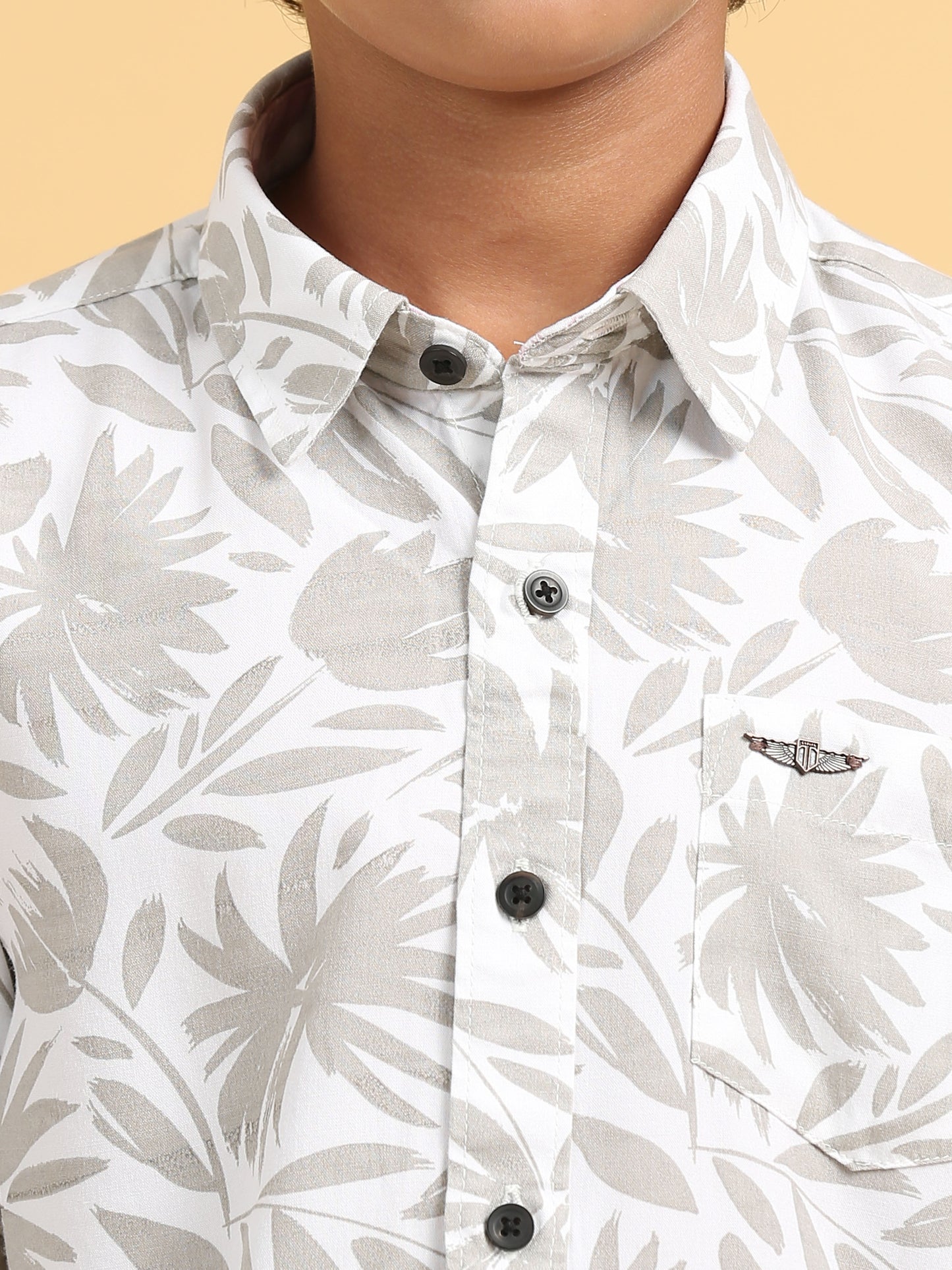 Ash Brown Rayon Printed Shirt