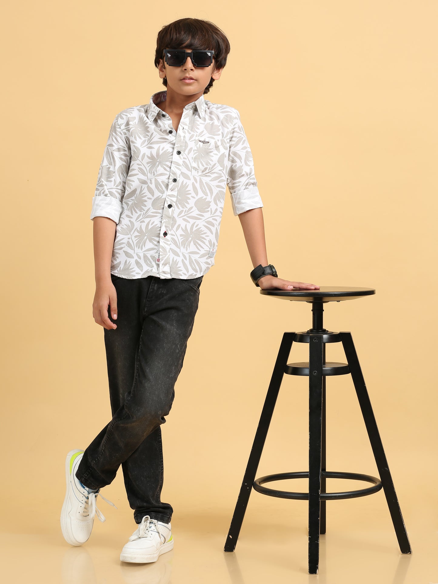 Ash Brown Rayon Printed Shirt