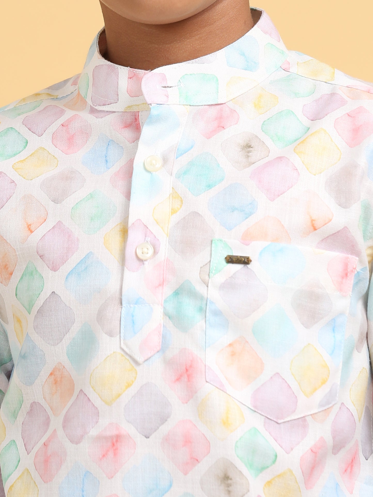 Pastel Multi Color Rayon Digital Printed Short Kurta