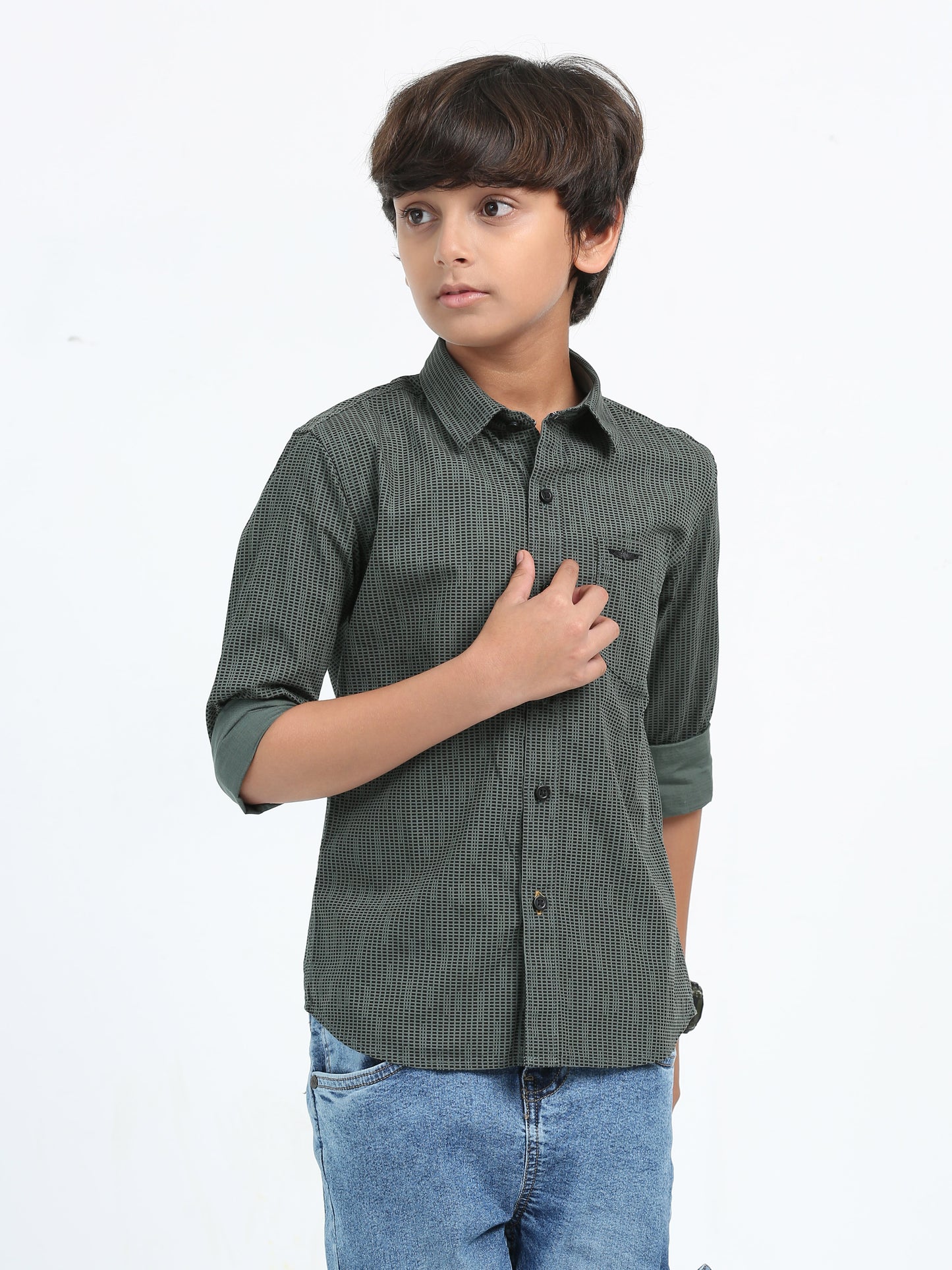 Olive Green Laffer Print Shirt
