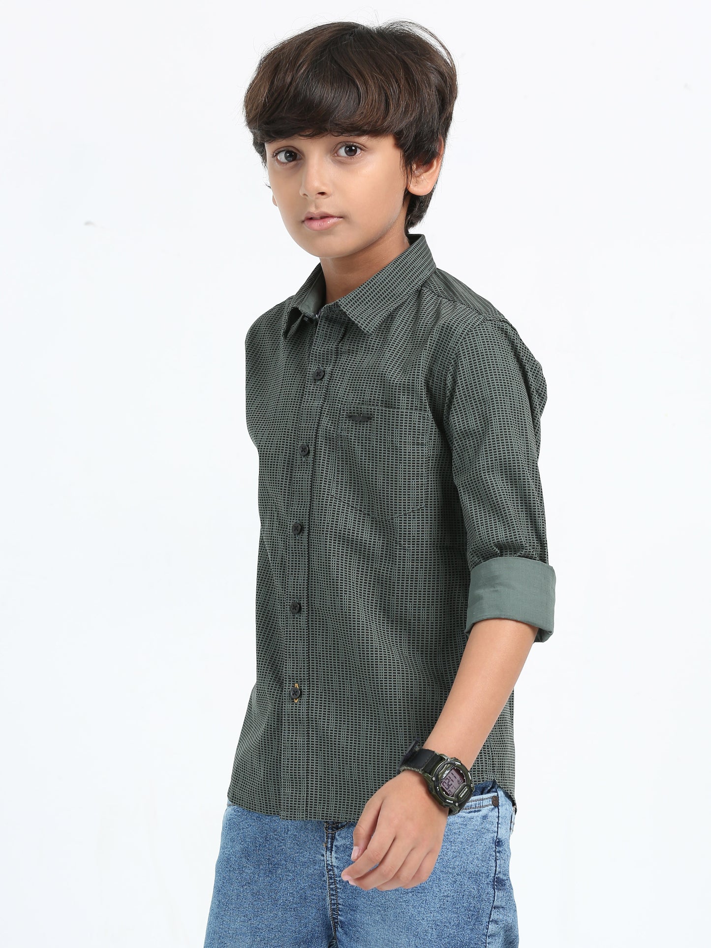Olive Green Laffer Print Shirt