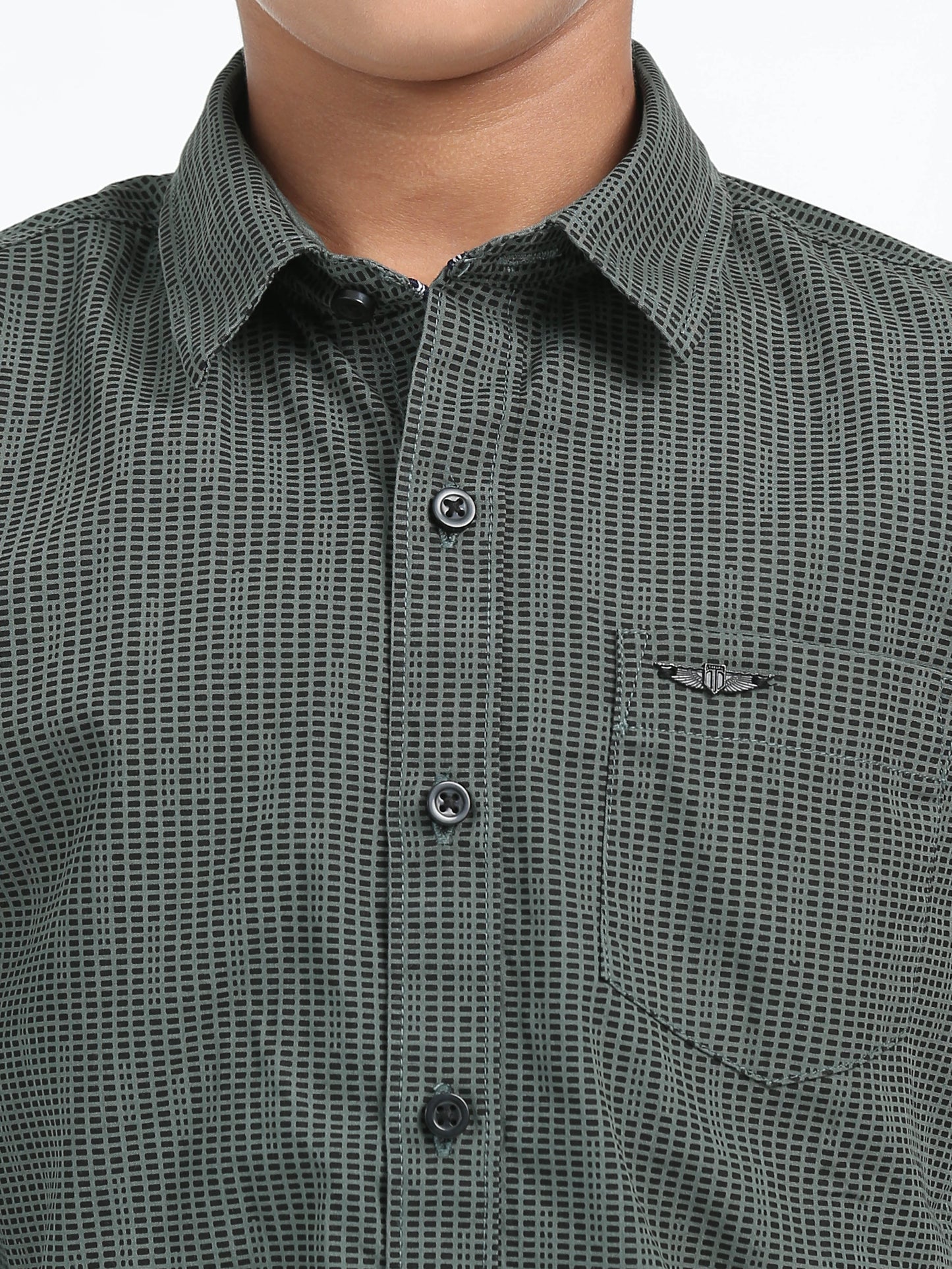 Olive Green Laffer Print Shirt