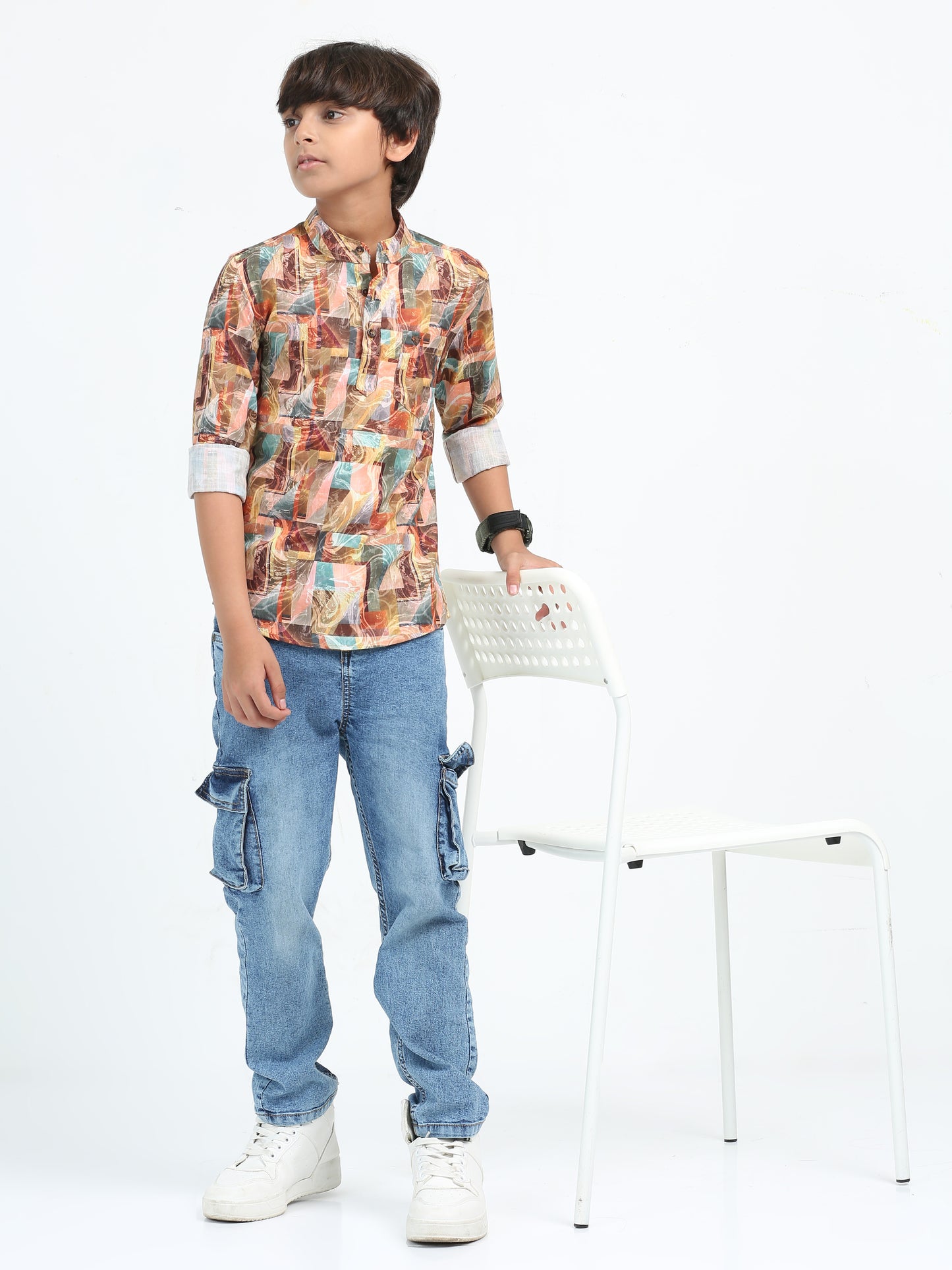 Multi Colour Rayon Digital Printed Short Kurta