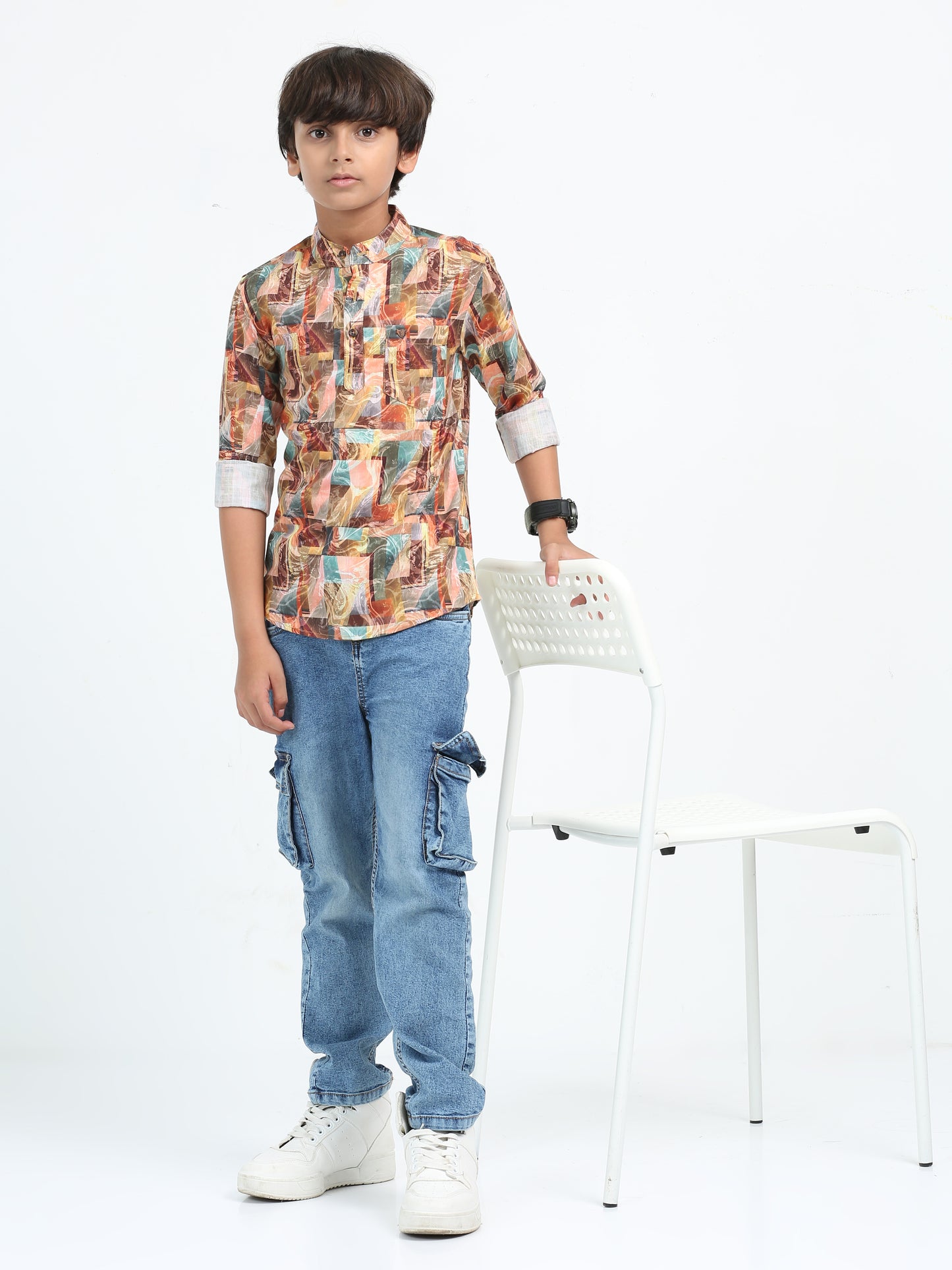 Multi Colour Rayon Digital Printed Short Kurta