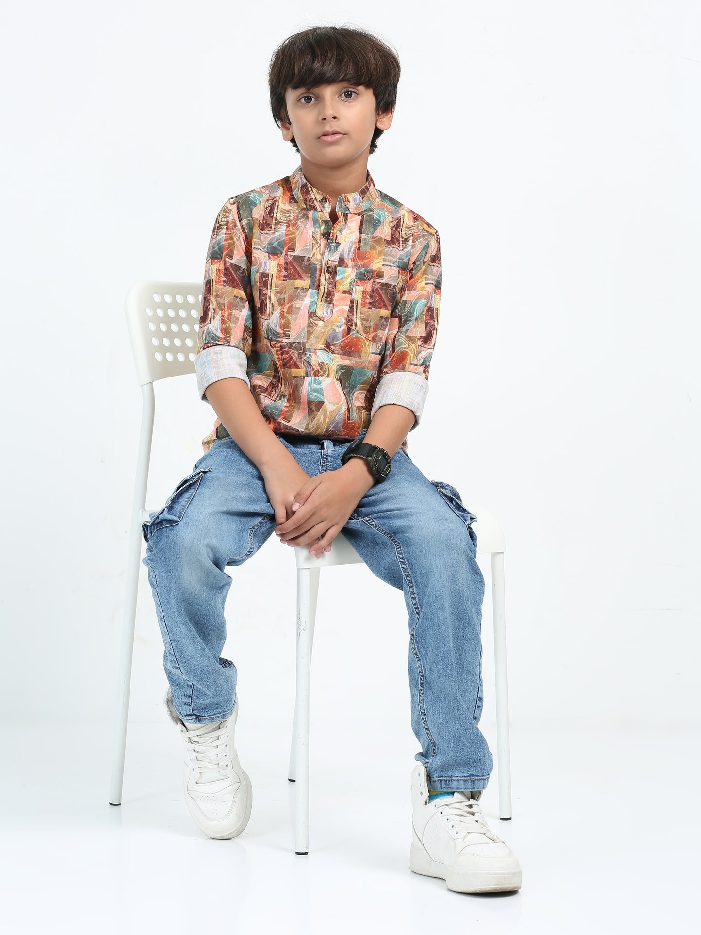 Multi Colour Rayon Digital Printed Short Kurta