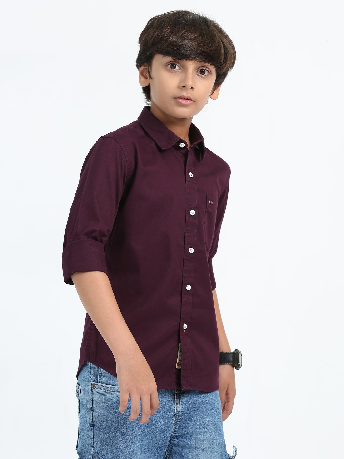 Wine Twill Leather Finish Shirt