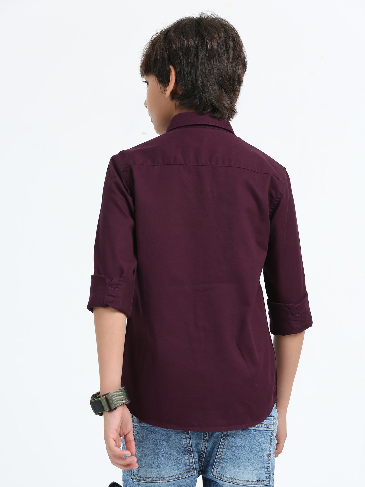 Wine Twill Leather Finish Shirt