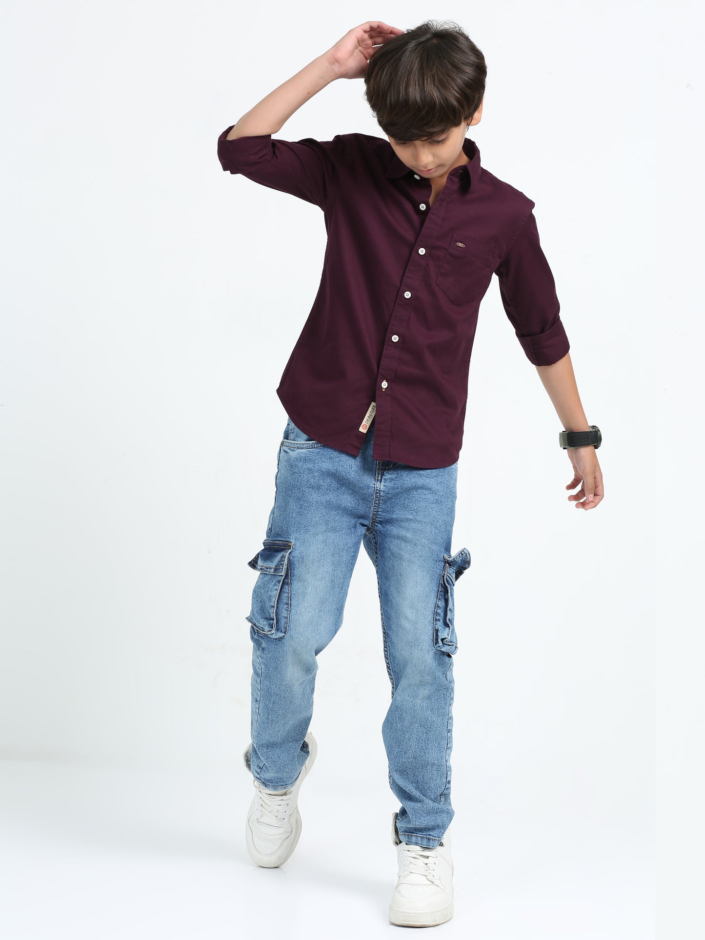 Wine Twill Leather Finish Shirt