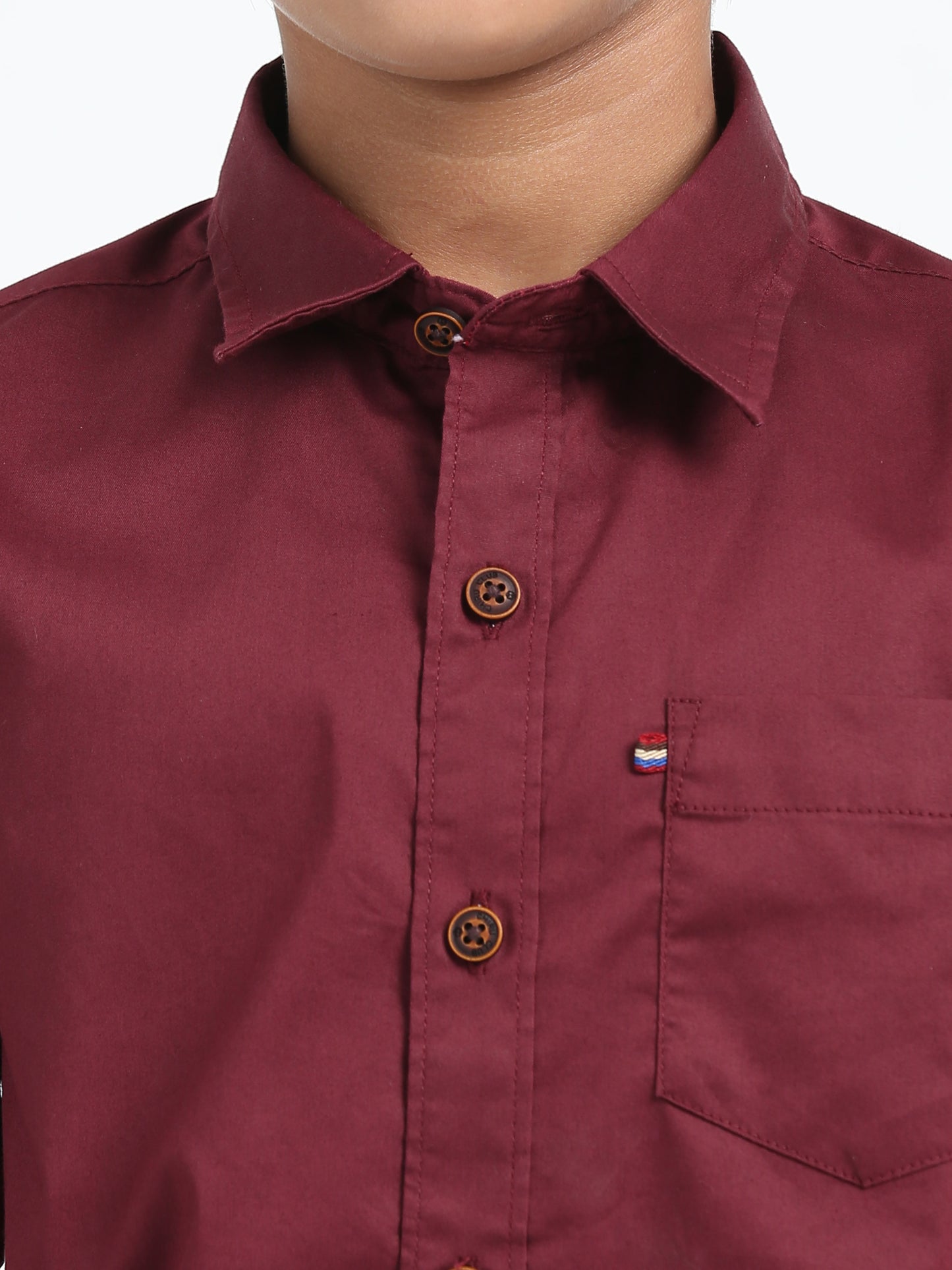 Maroon Poplin Lycra Solid Shirt