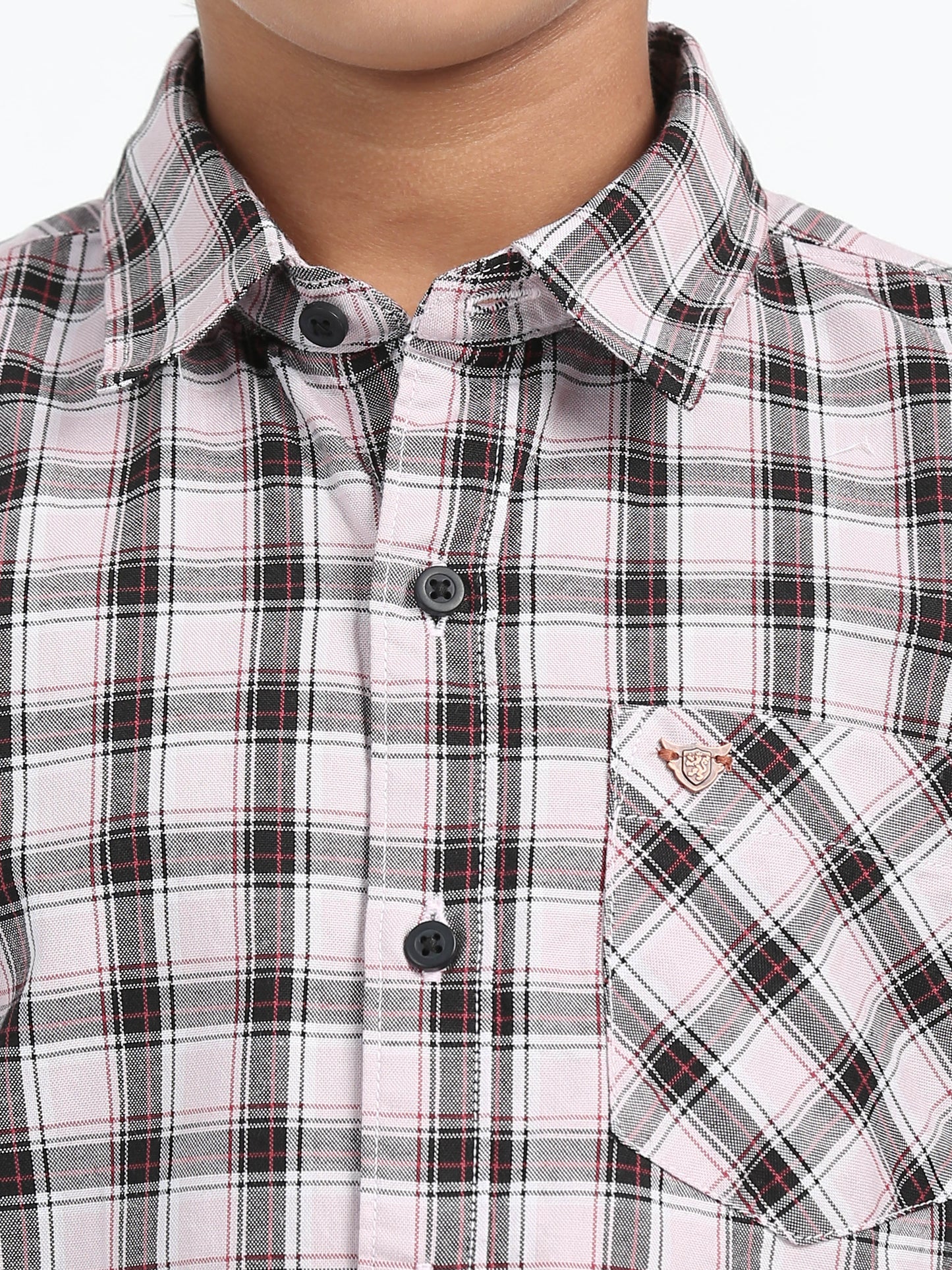 Peach Oxford Checks Shirt