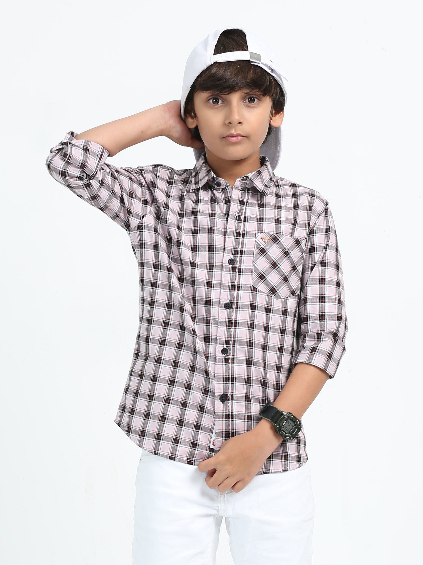 Peach Oxford Checks Shirt