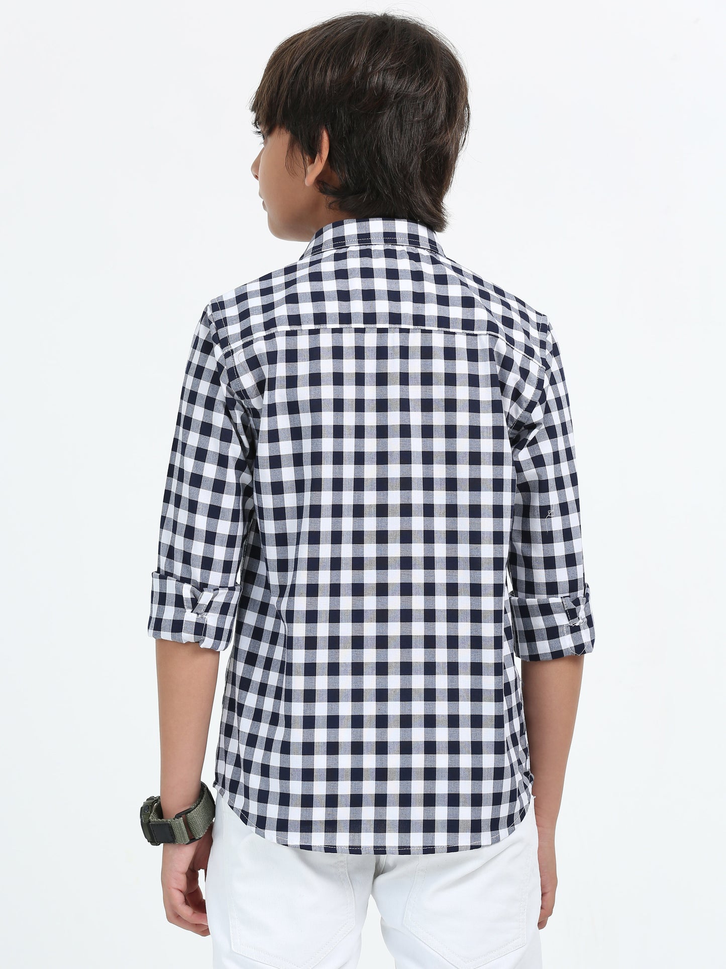 Navy Oxford Checks Shirt