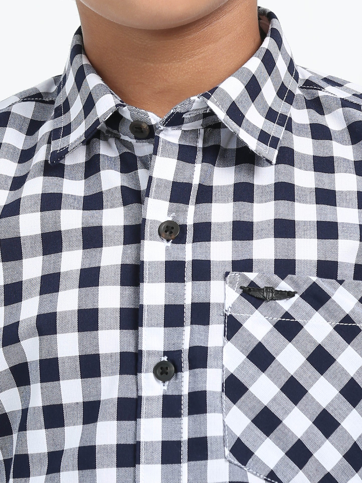 Navy Oxford Checks Shirt