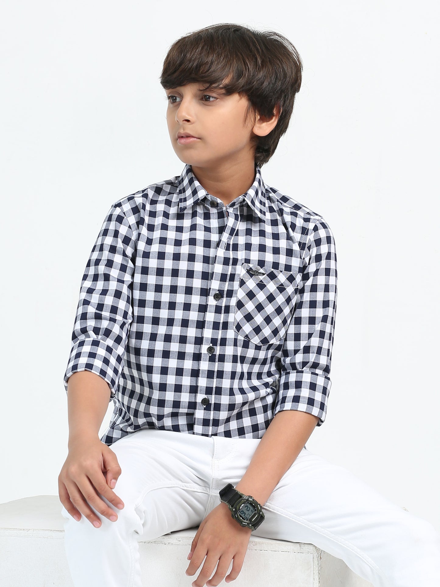 Navy Oxford Checks Shirt