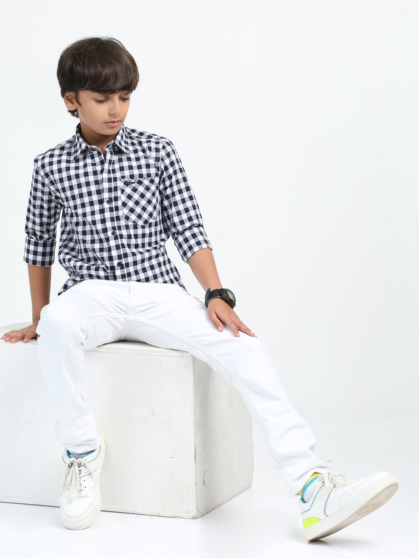 Navy Oxford Checks Shirt