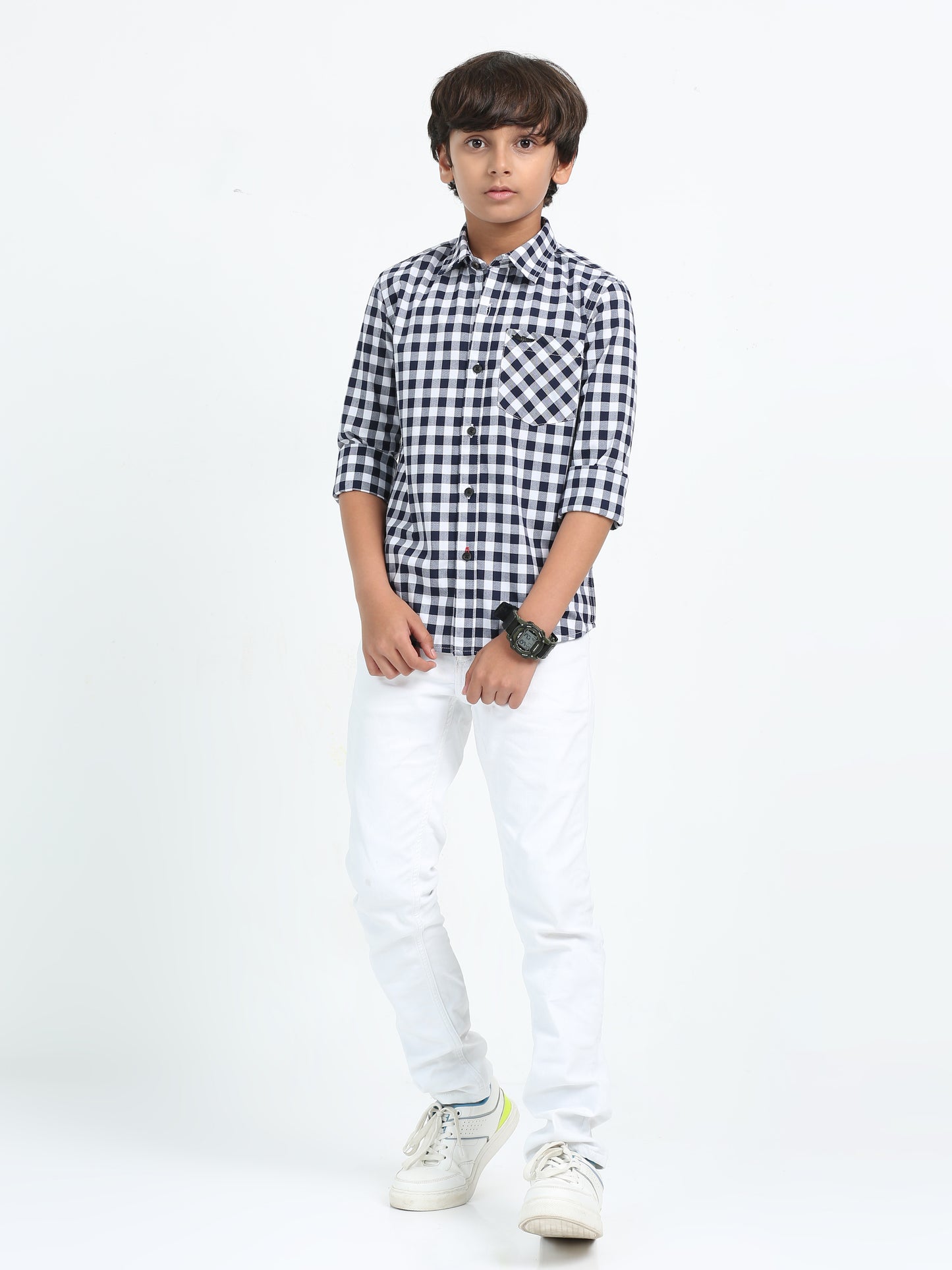 Navy Oxford Checks Shirt