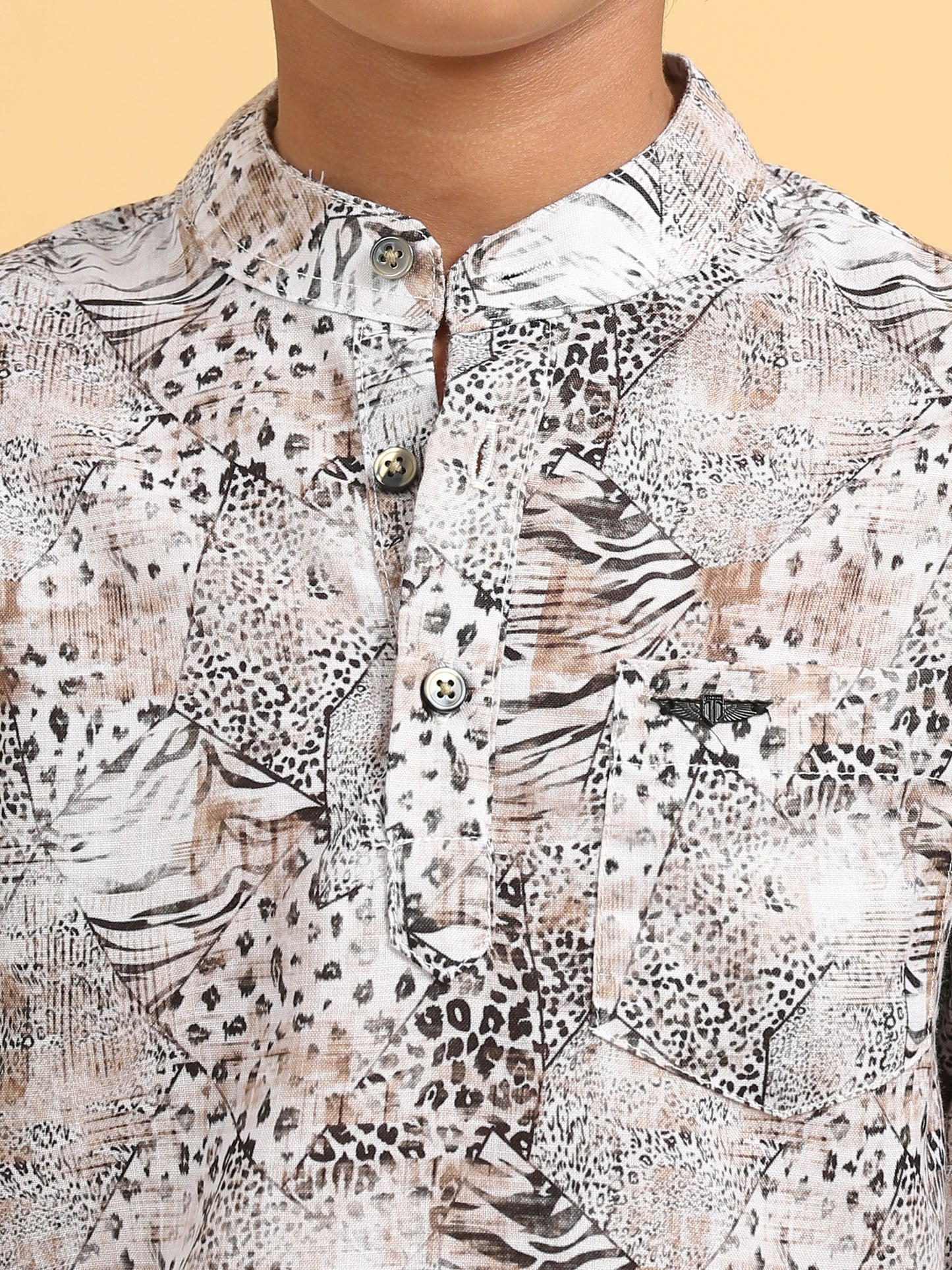 Black and Brown Rayon Digital Printed Short Kurta