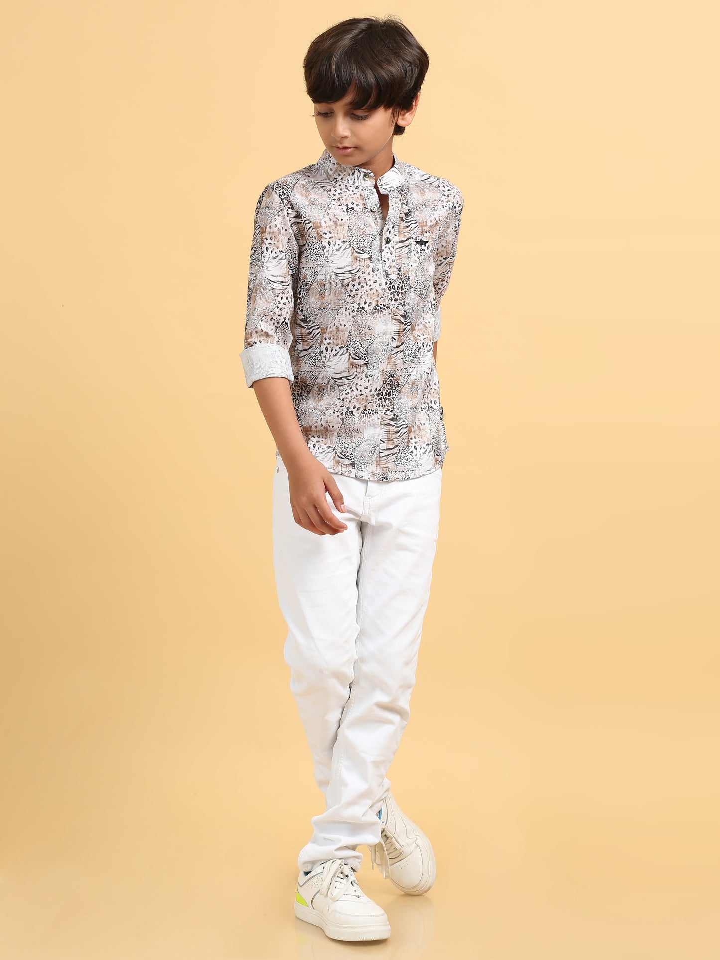 Black and Brown Rayon Digital Printed Short Kurta