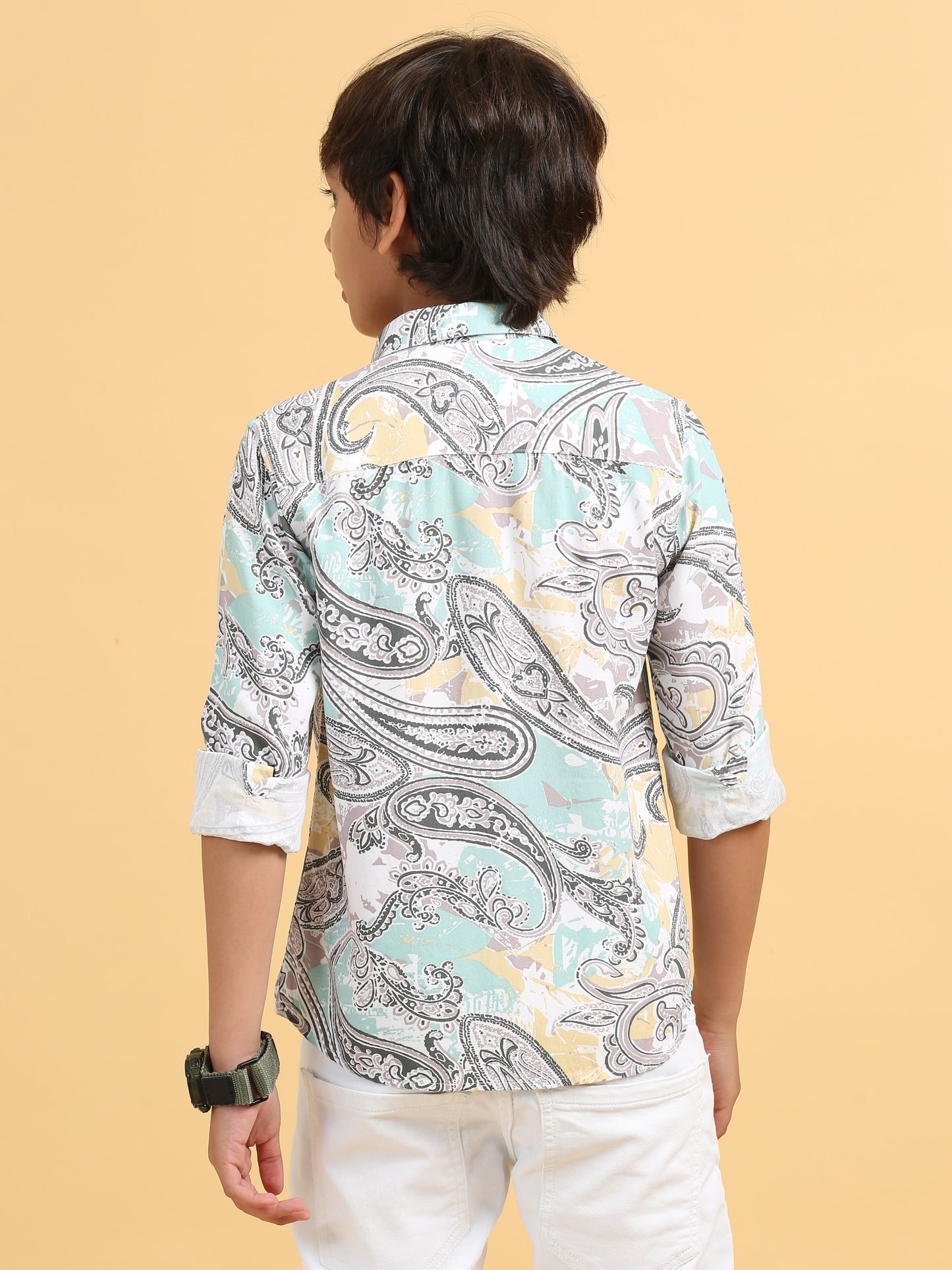 Aqua Grey Rayon Printed Shirt
