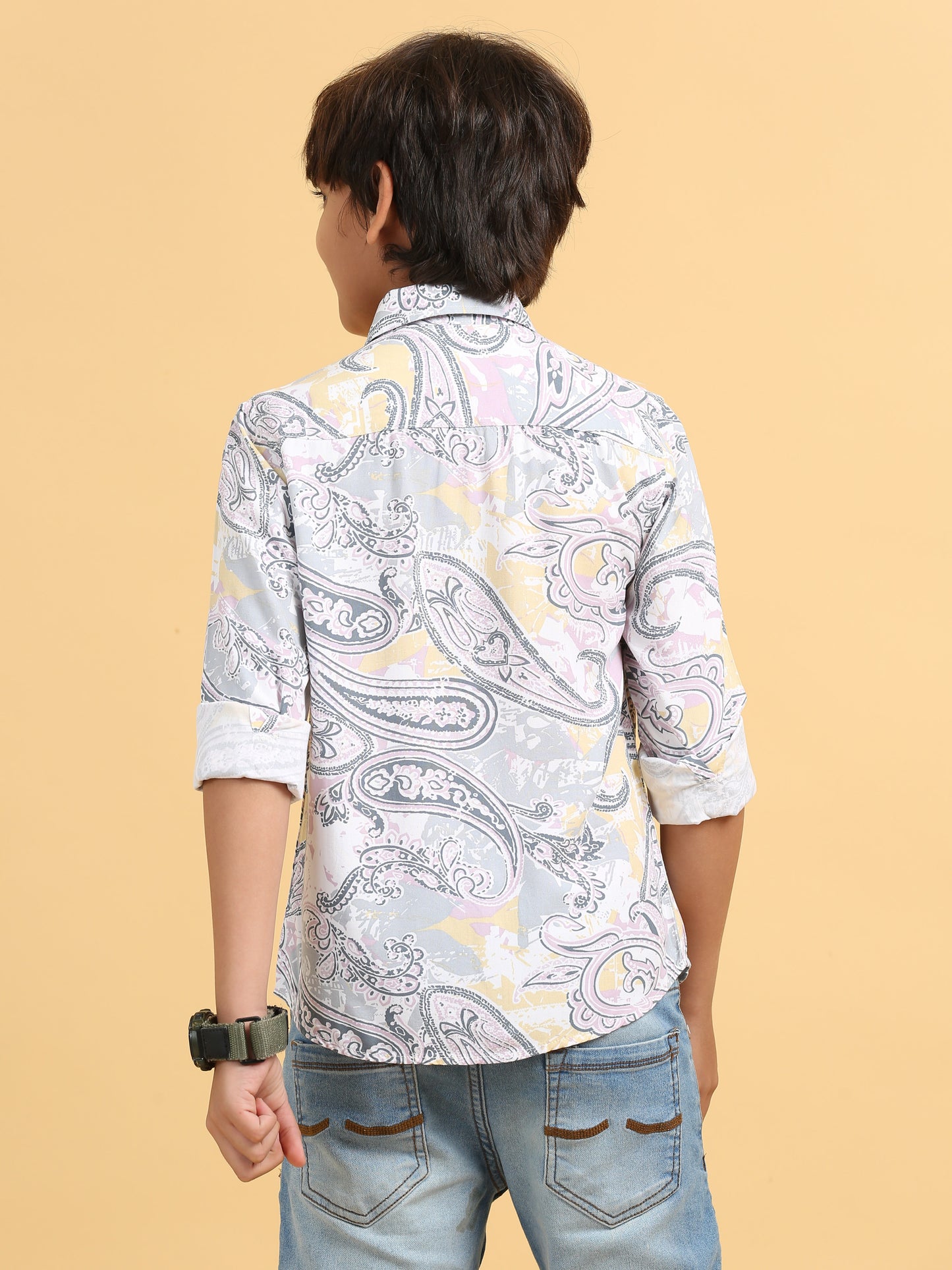 Pink & Grey Rayon Printed Shirt