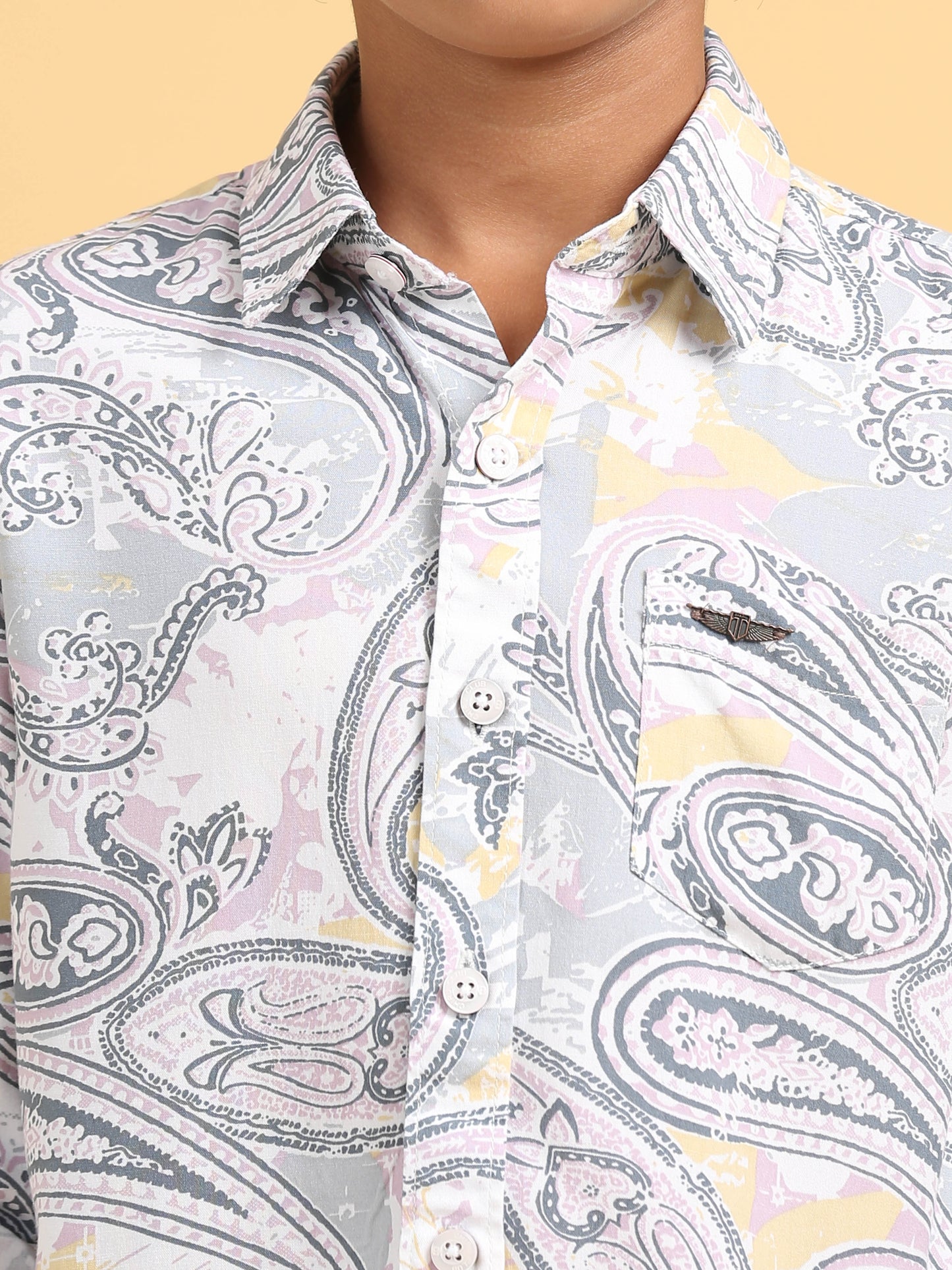 Pink & Grey Rayon Printed Shirt