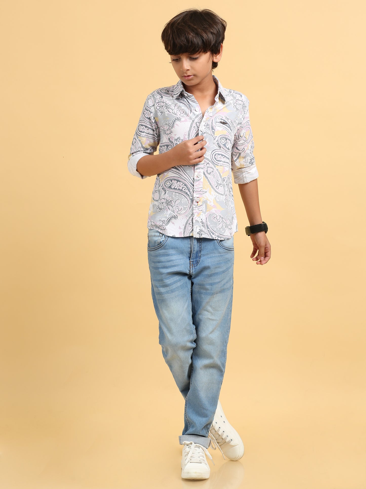 Pink & Grey Rayon Printed Shirt