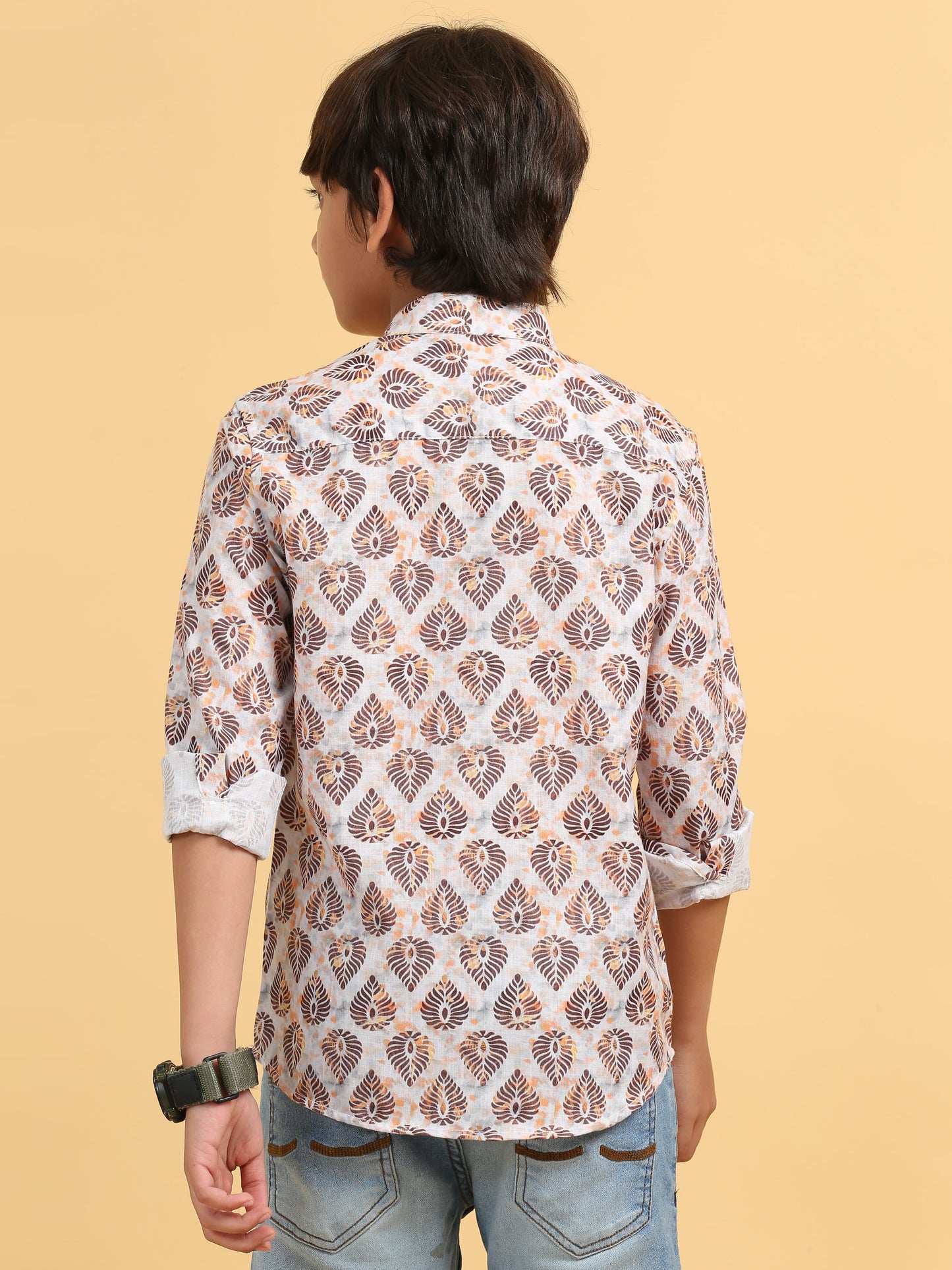 White Brown Rayon Digital Printed Short Kurta