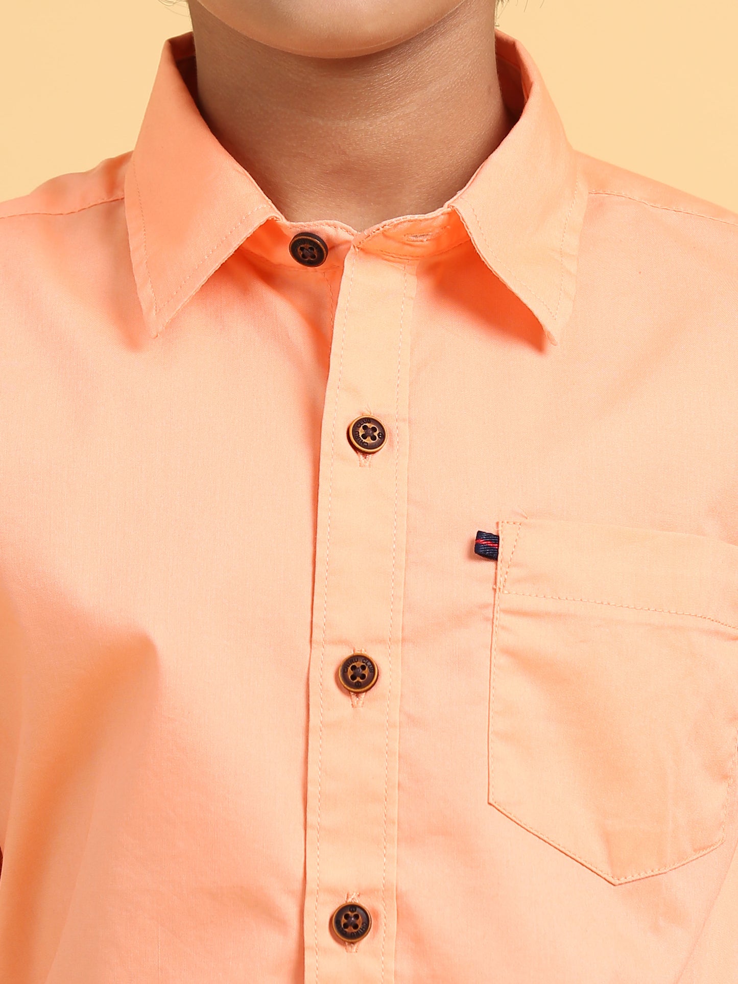 Orange Poplin Lycra Solid Shirt