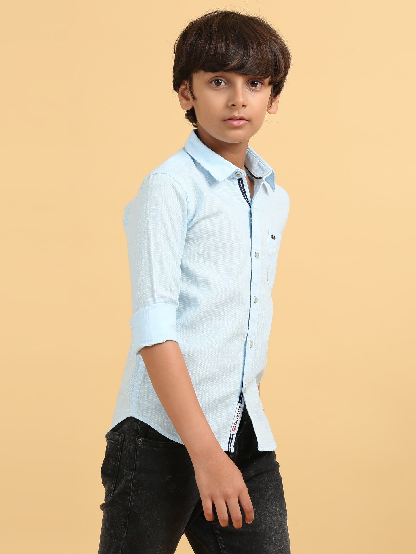 Sky Blue Cotton Linen Solid Shirt