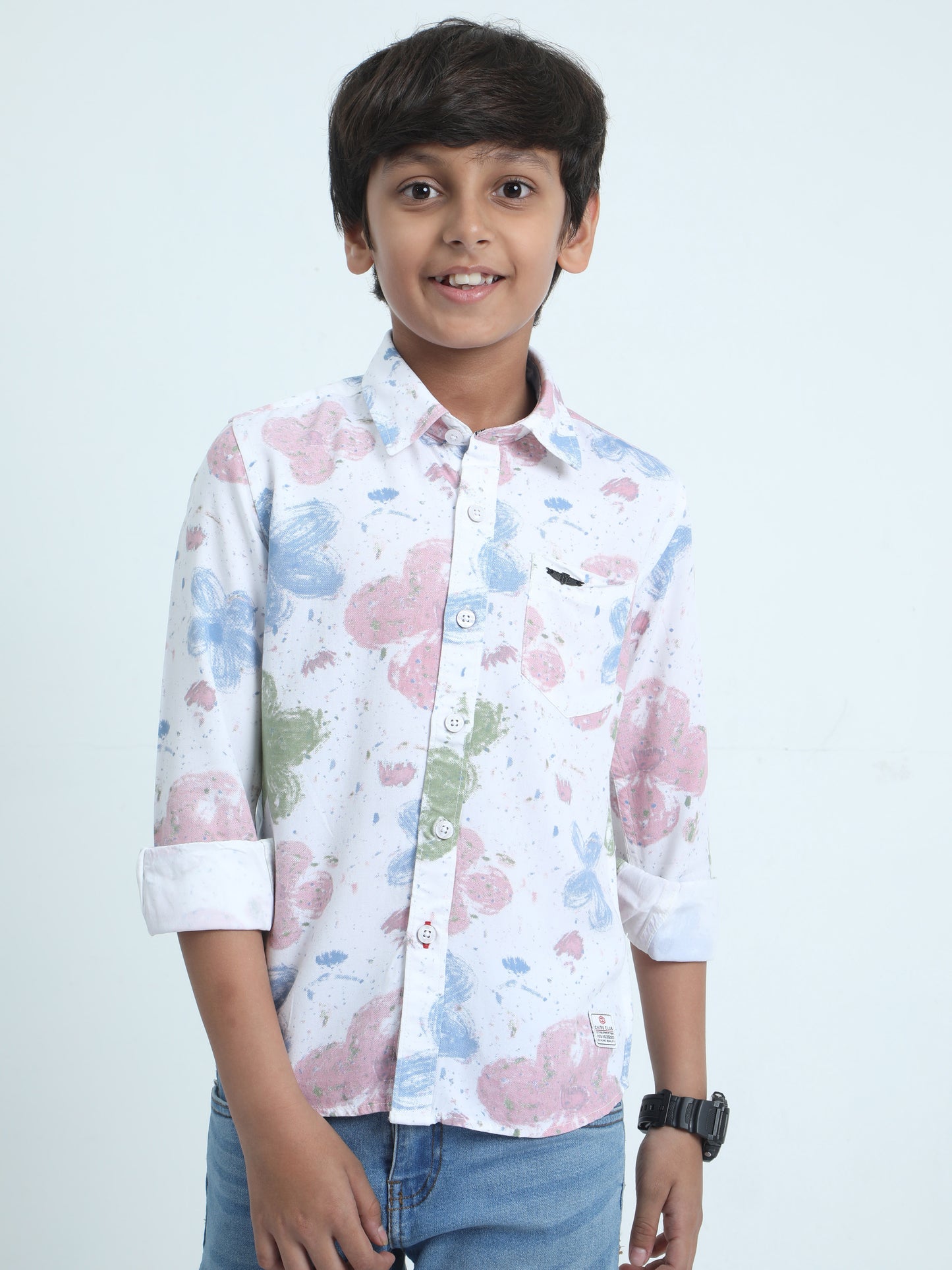Peach Green Multicolored Rayon Printed Shirt