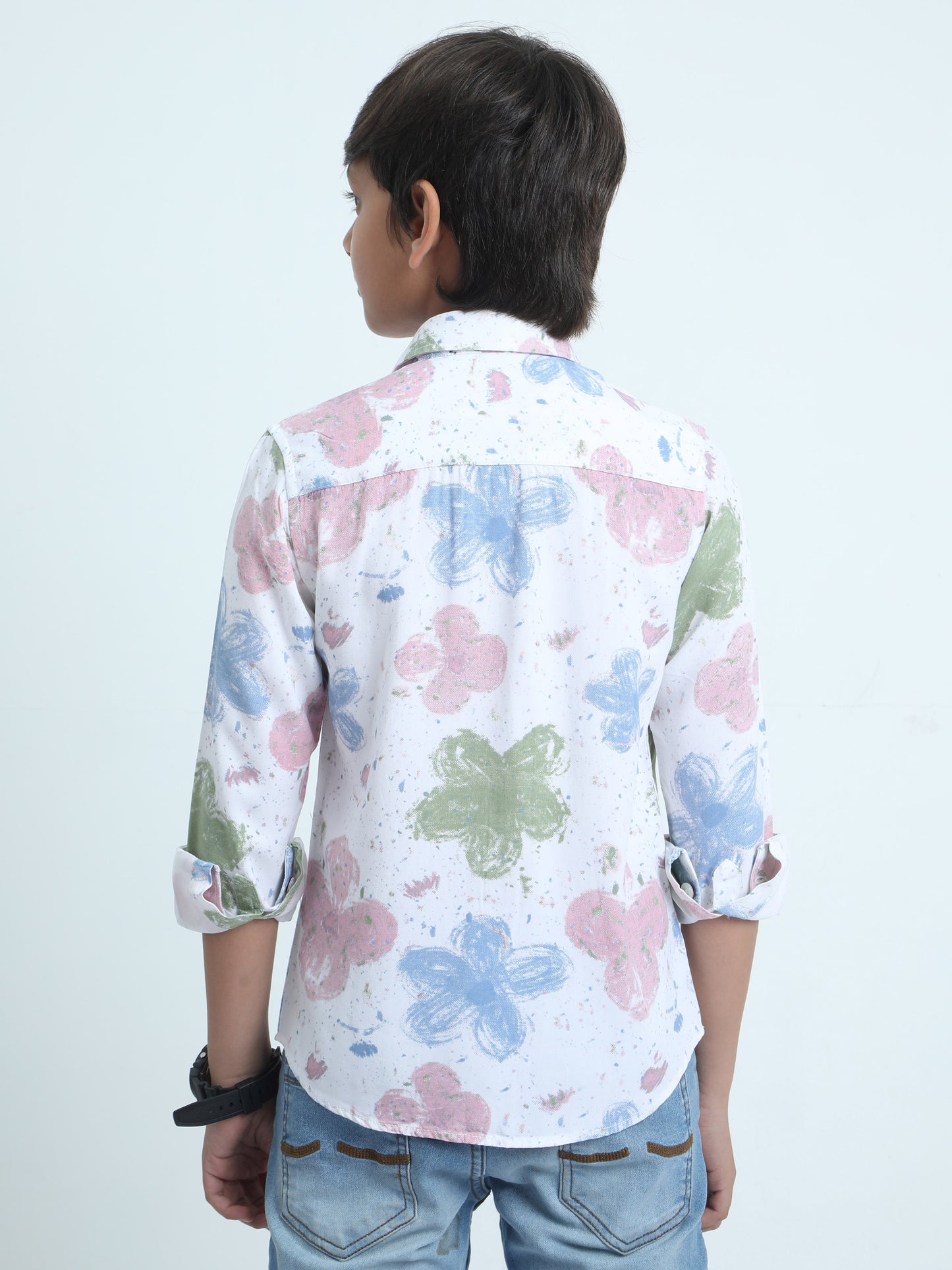 Peach Green Multicolored Rayon Printed Shirt