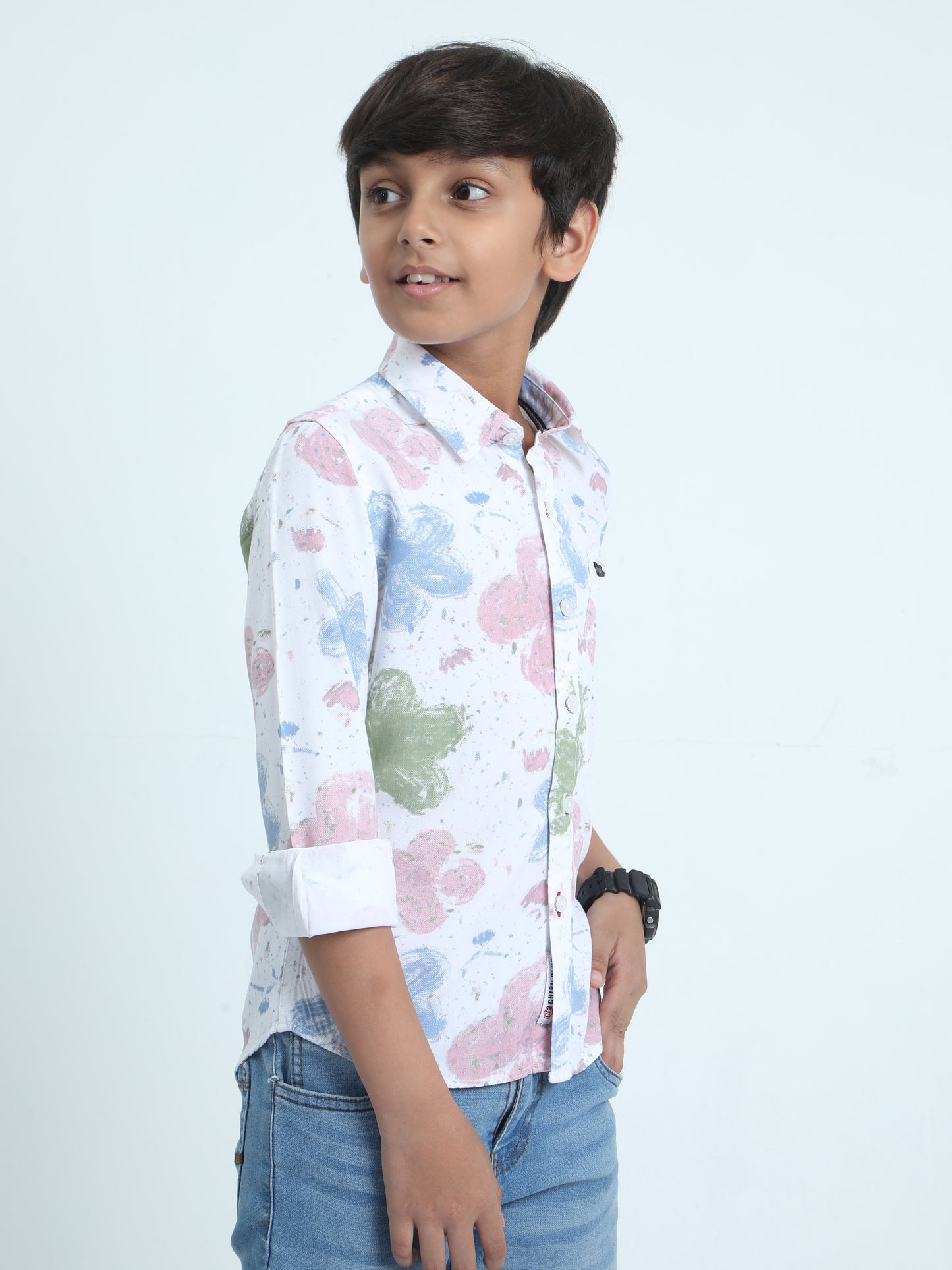 Peach Green Multicolored Rayon Printed Shirt