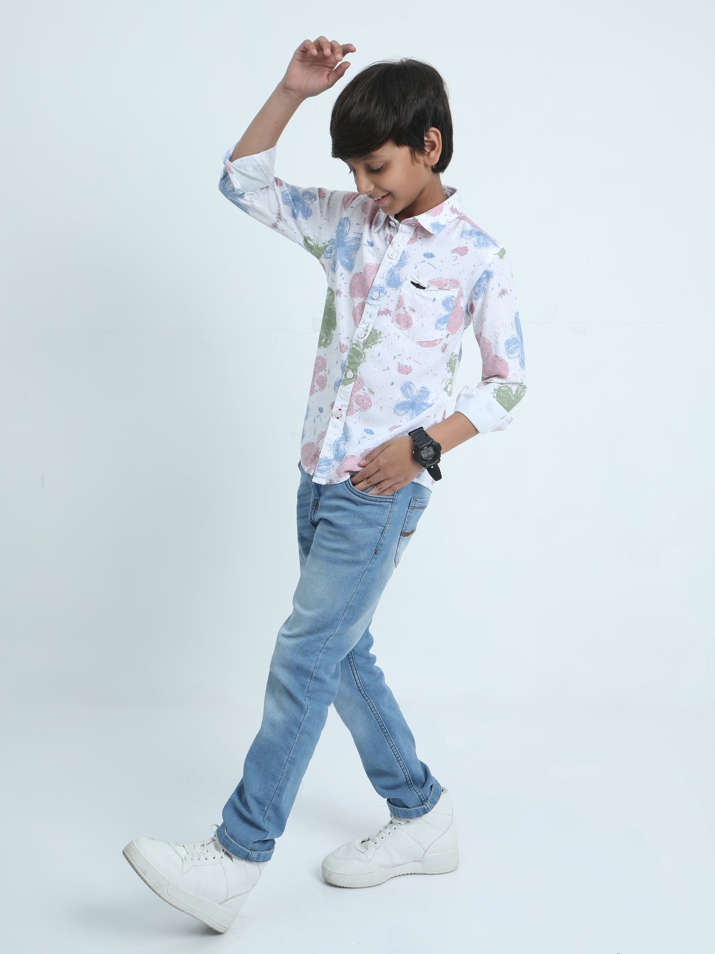 Peach Green Multicolored Rayon Printed Shirt