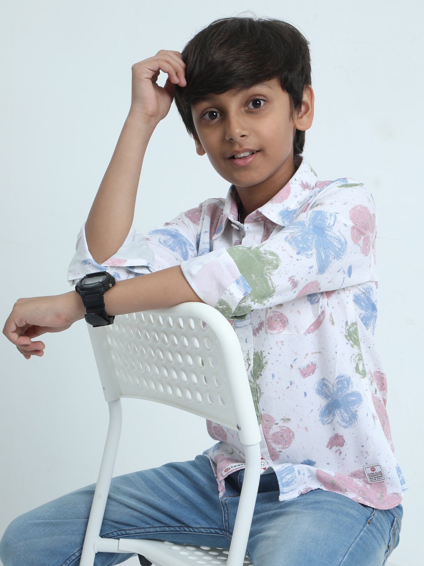 Peach Green Multicolored Rayon Printed Shirt
