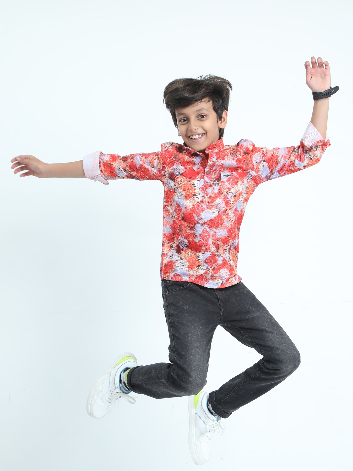 Red Rayon Digital Printed Short Kurta