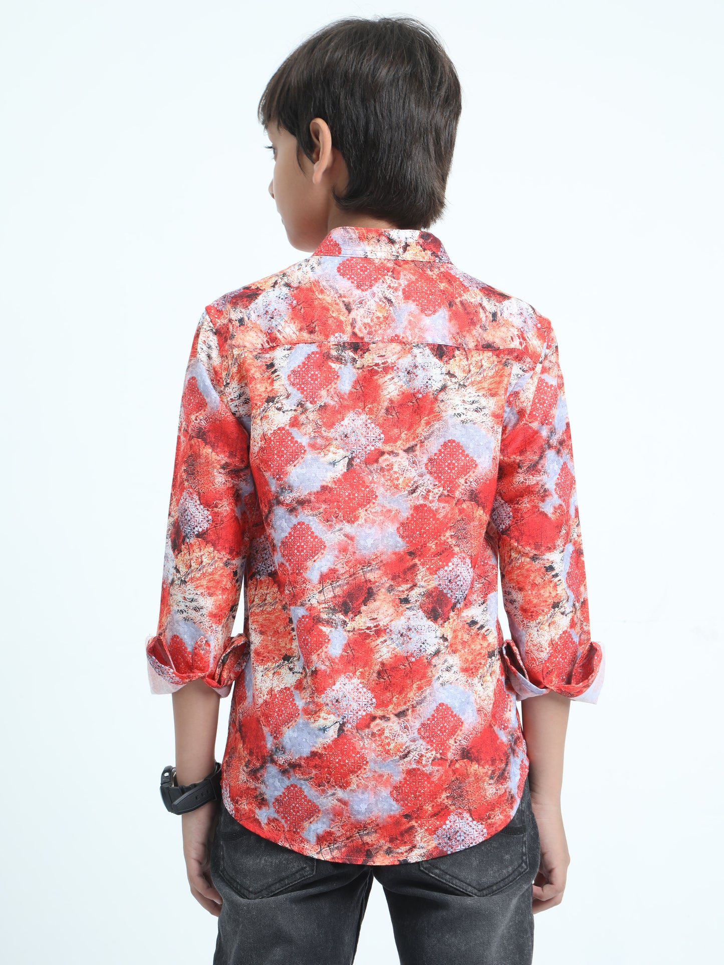 Red Rayon Digital Printed Short Kurta
