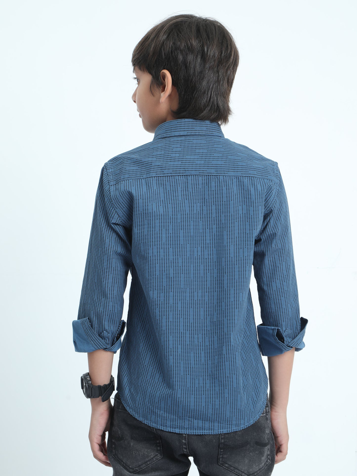 Teal Blue Laffer Printed Shirt