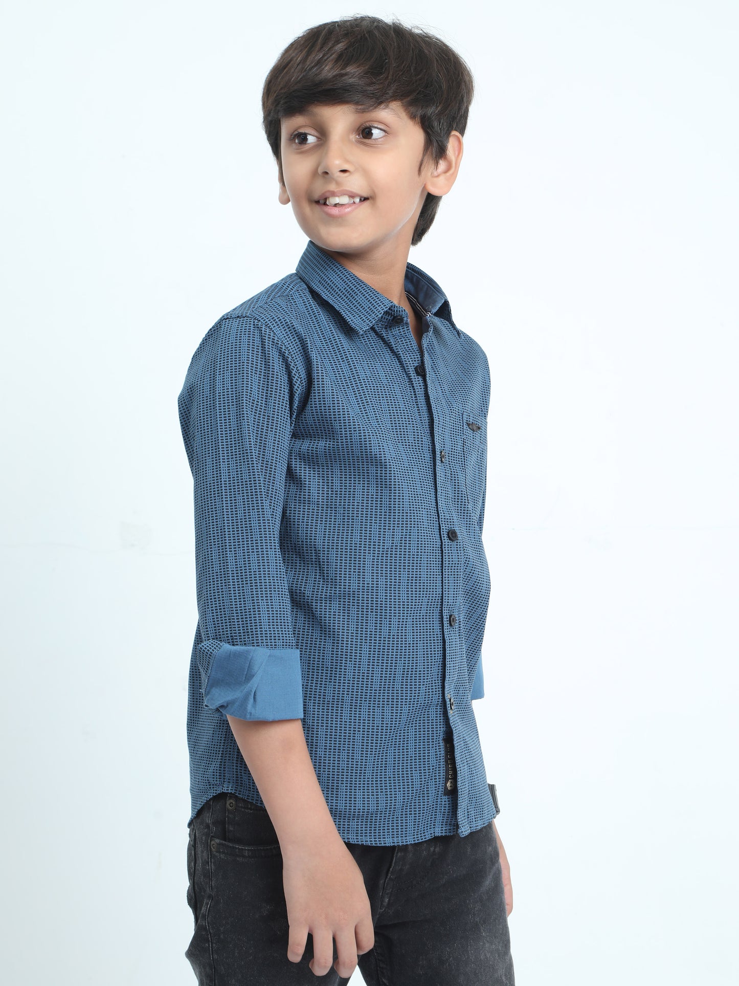Teal Blue Laffer Printed Shirt