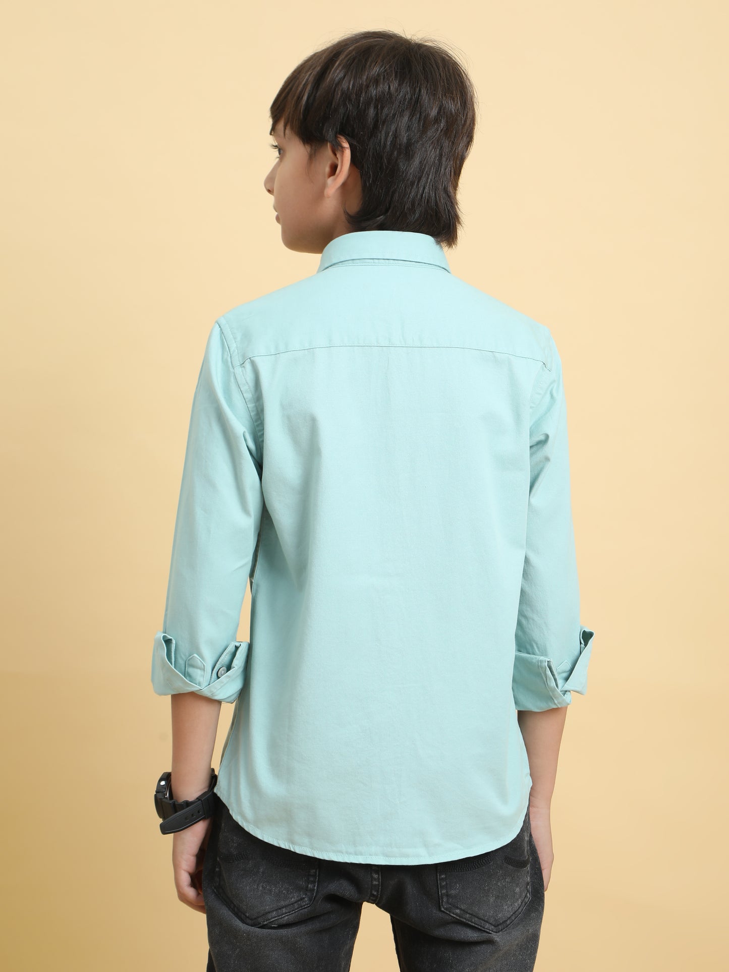 Mint Twill Leather Finish Solid Shirt