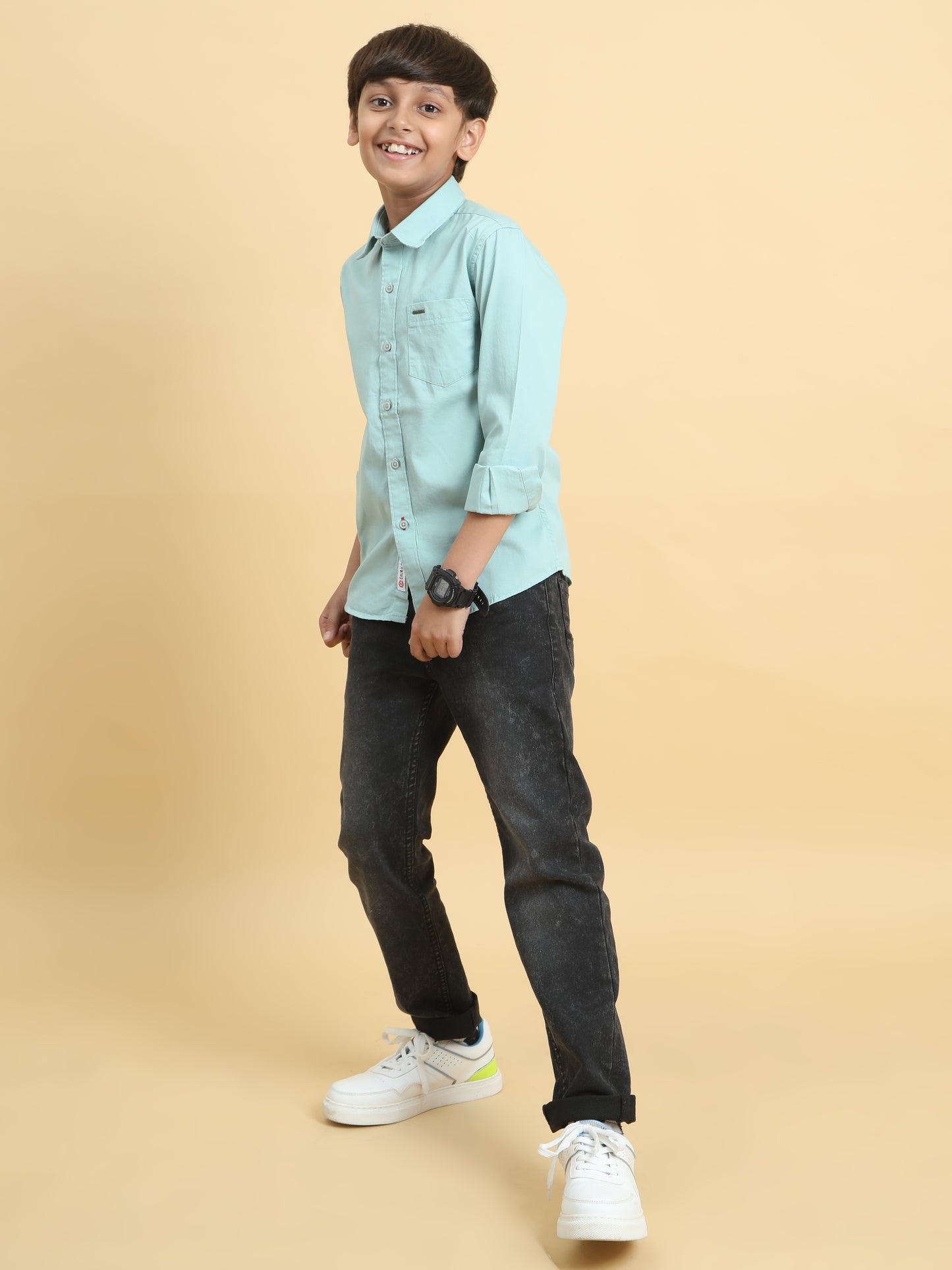 Mint Twill Leather Finish Solid Shirt