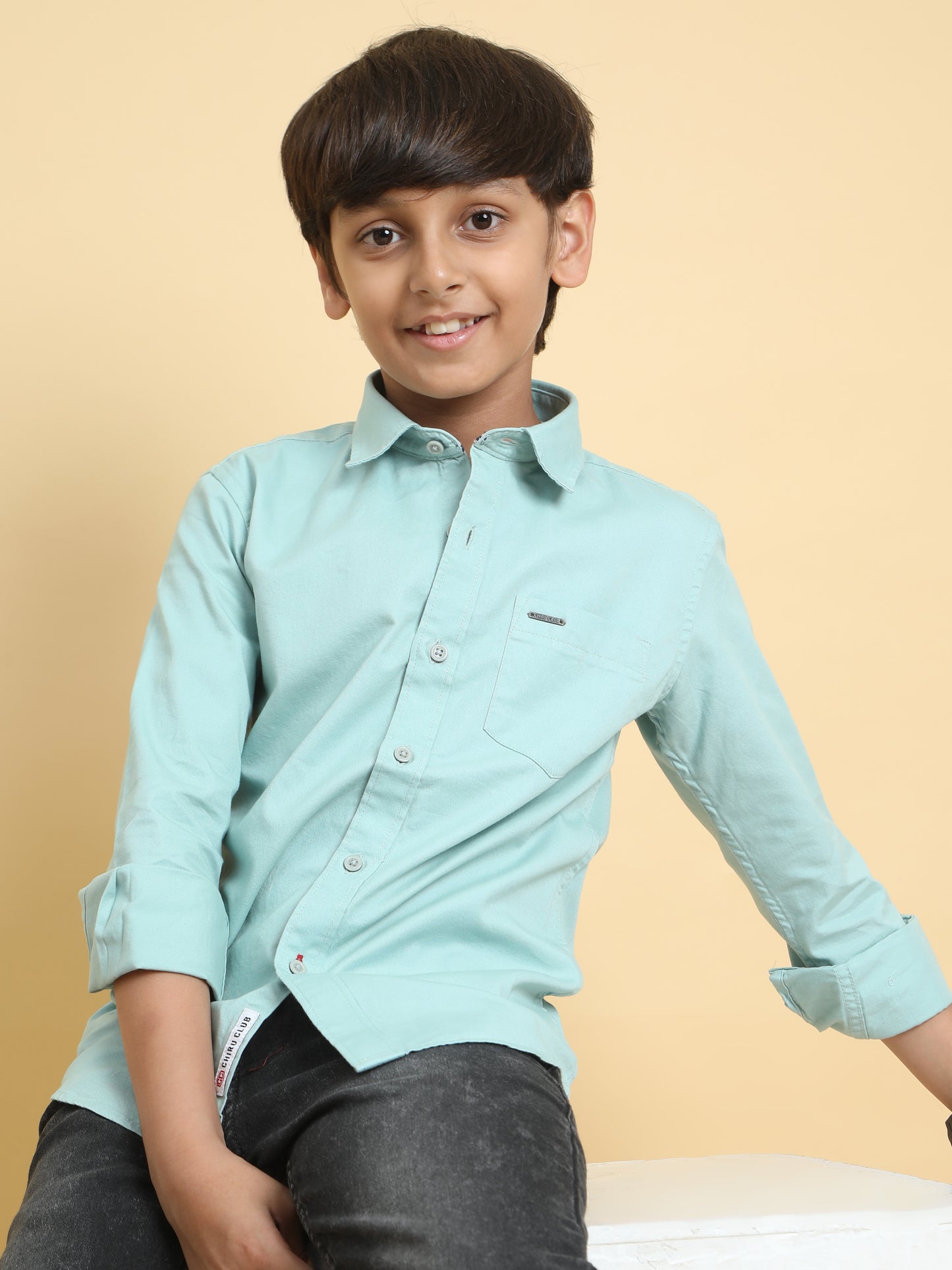 Mint Twill Leather Finish Solid Shirt