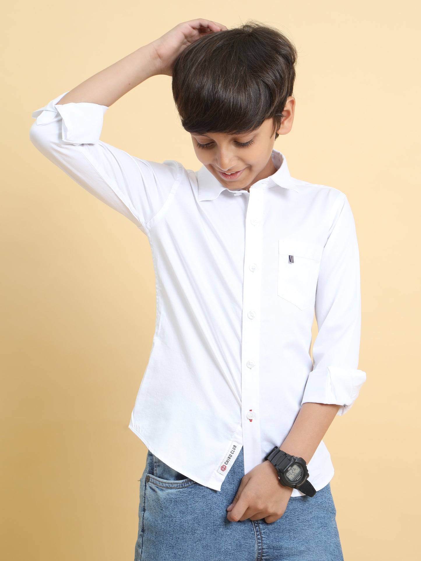 Pearl White Supima Cotton Solid Shirt