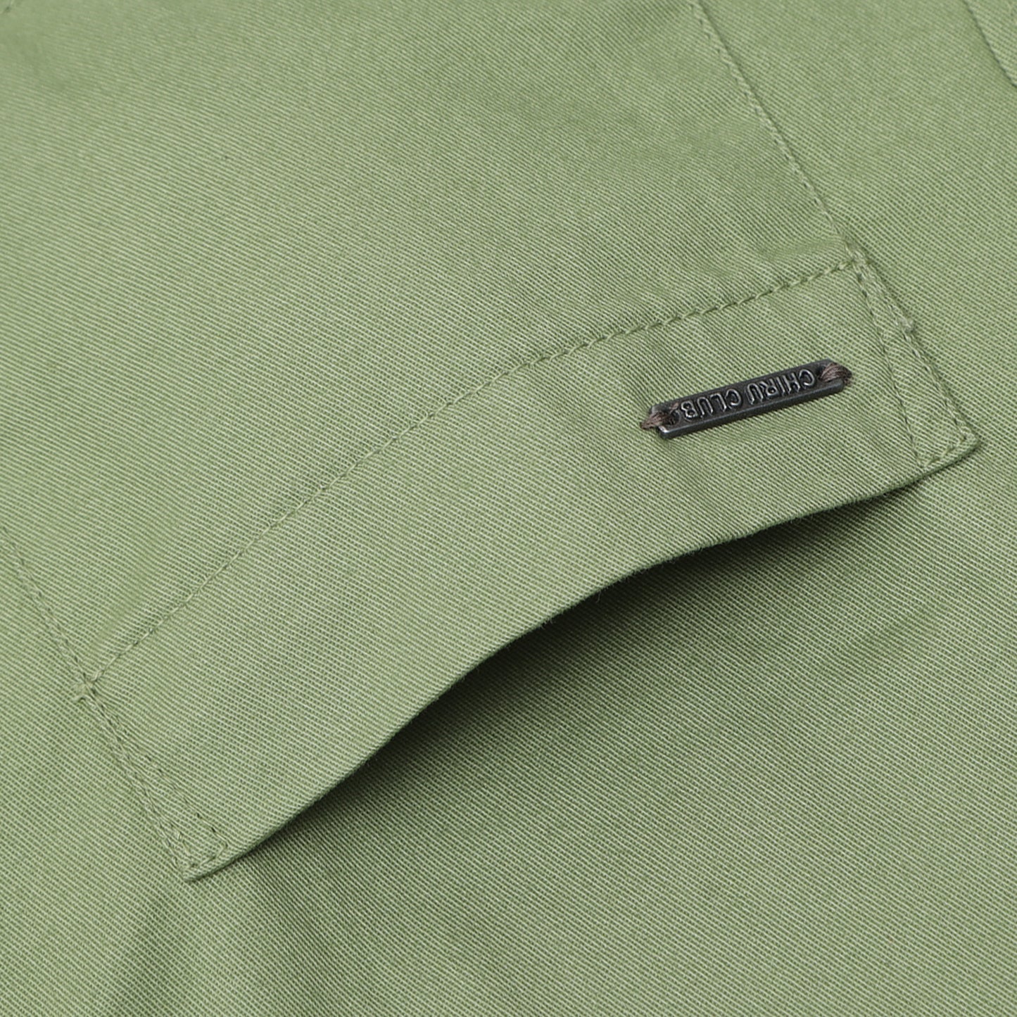 Sab Green Twill Leather Finish Solid Shirt