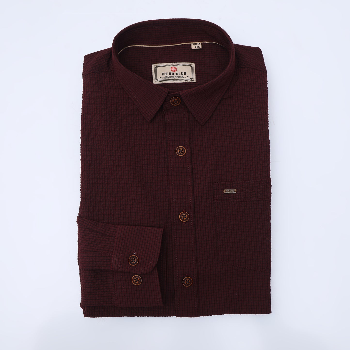 Maroon Solid Popcorn Shirt for Boys