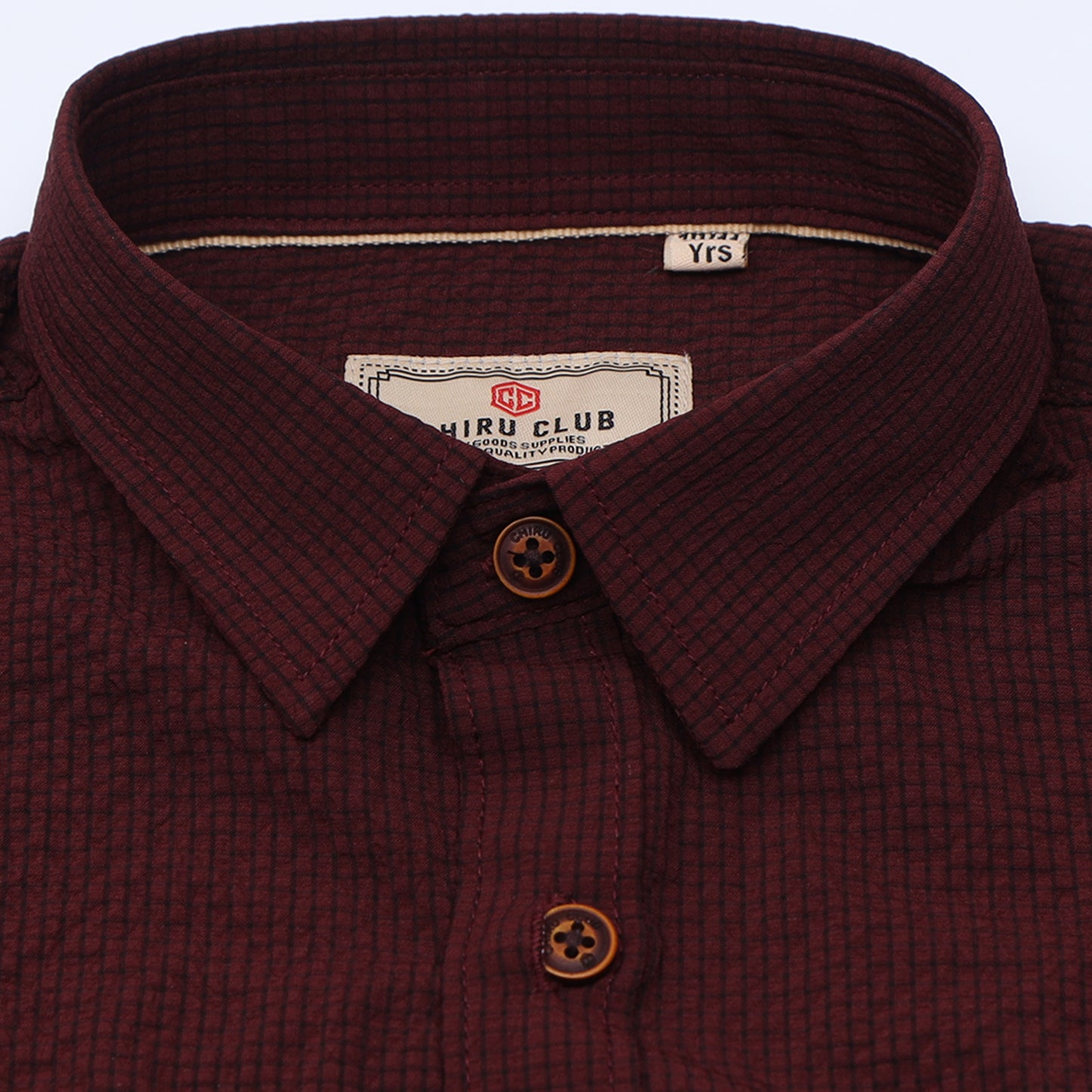 Maroon Solid Popcorn Shirt for Boys