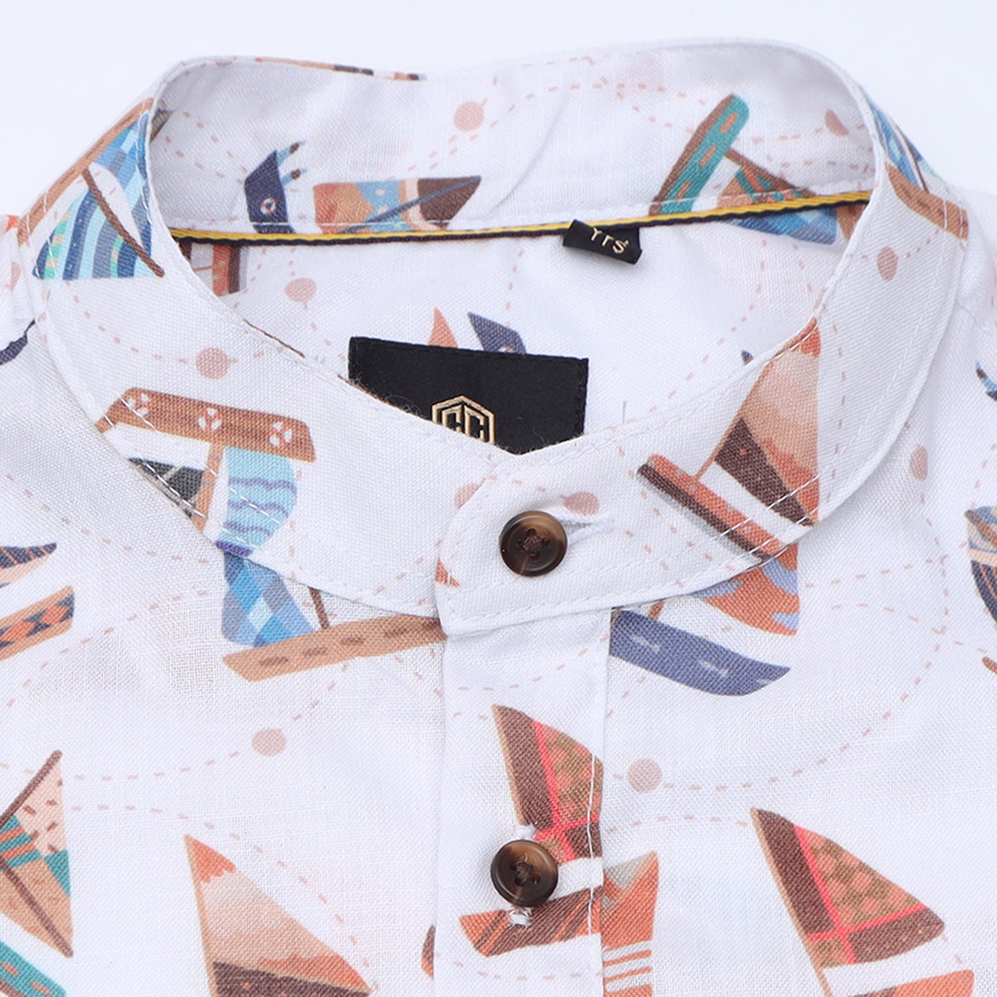 White Rayon Digital Printed Shirt for Boys