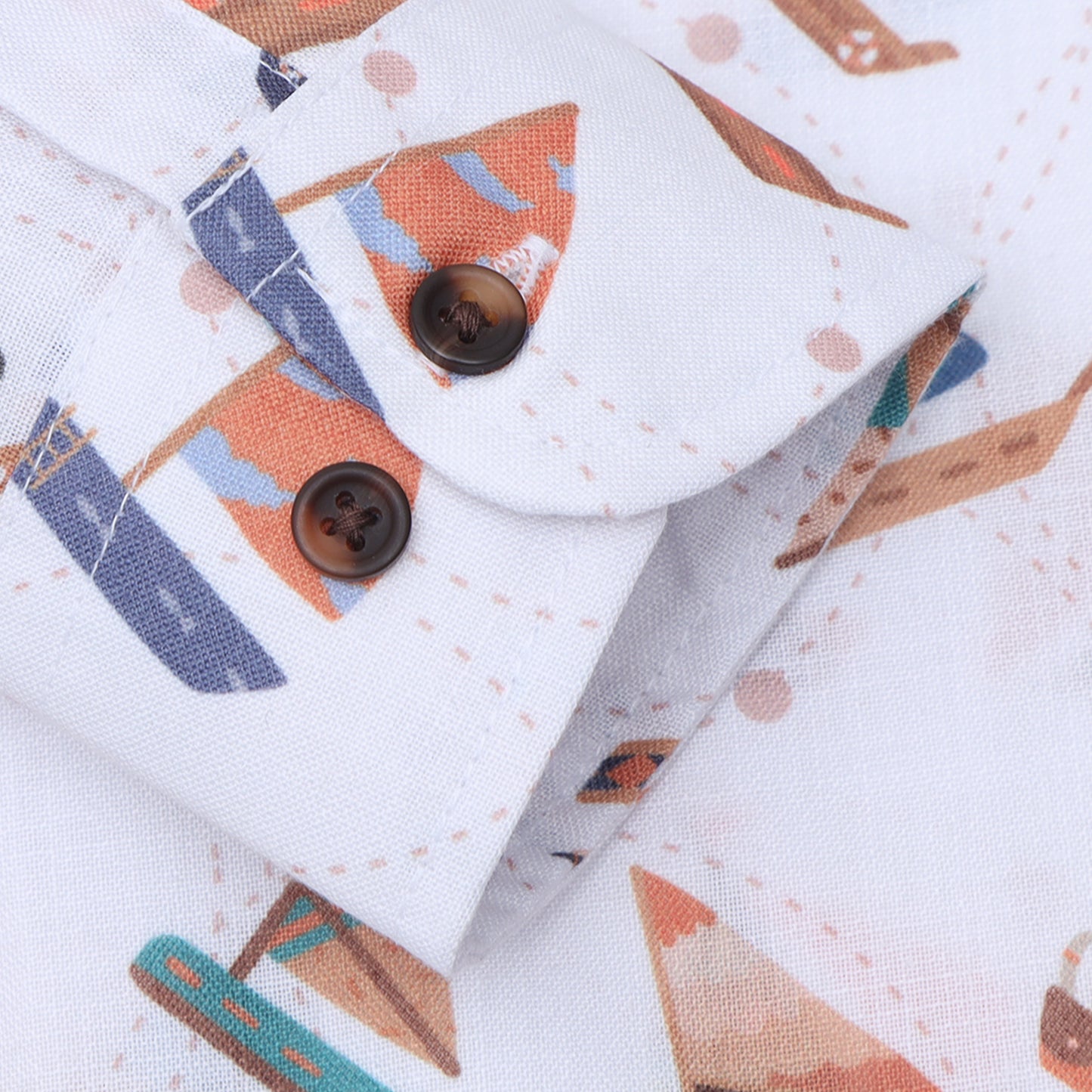 White Rayon Digital Printed Shirt for Boys