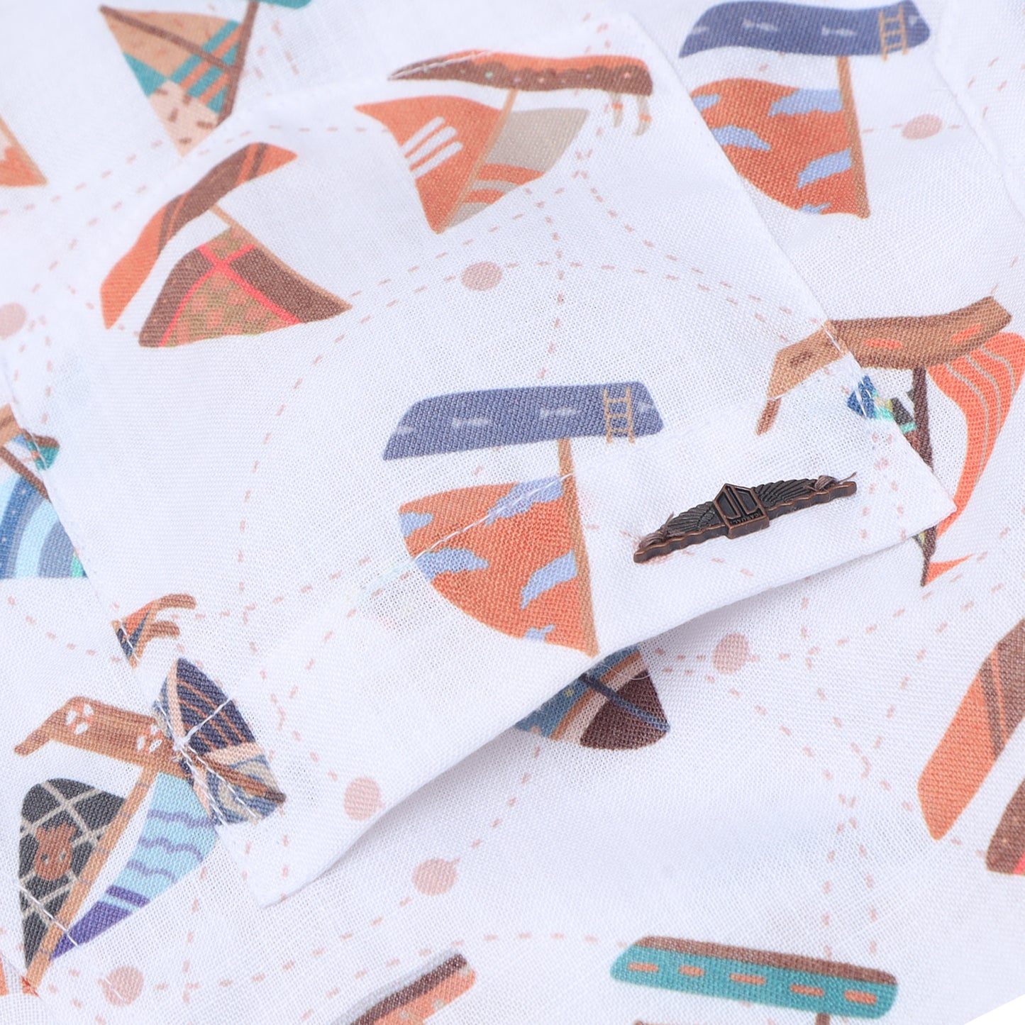 White Rayon Digital Printed Shirt for Boys