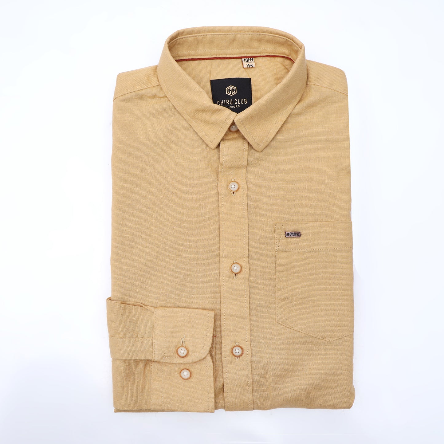 Gold Cotton Linen Solid Shirt for Boys